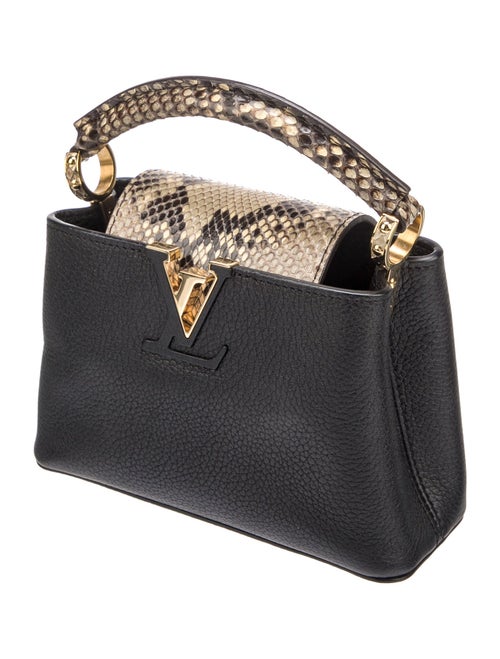 Louis Vuitton Python-Trimmed Taurillon Capucines Mini w/Strap
