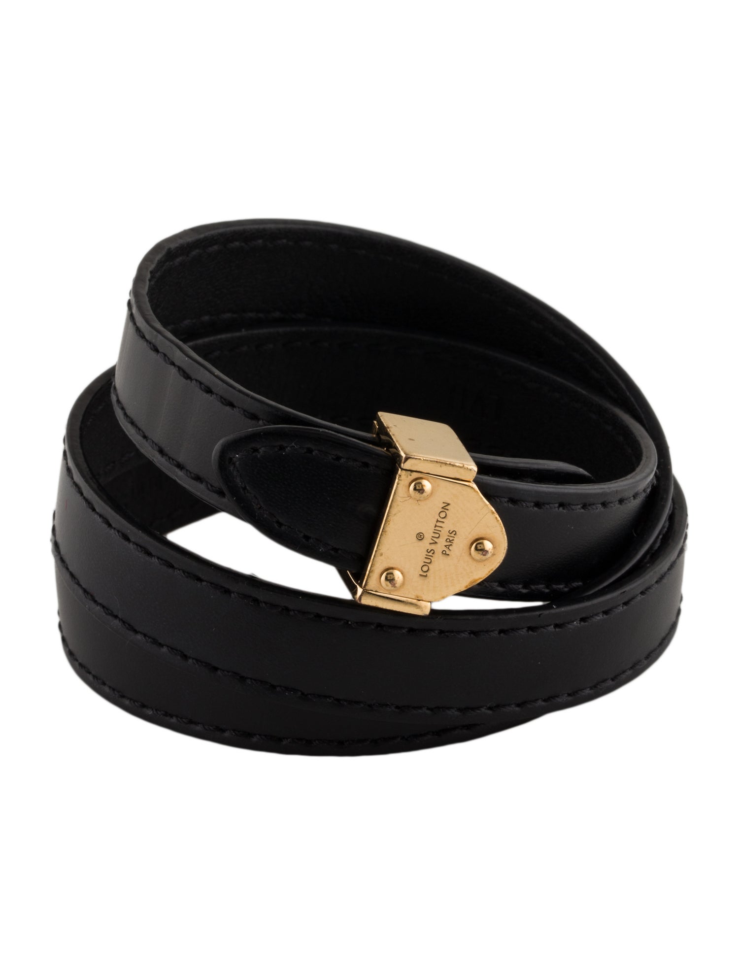 Louis Vuitton Leather Box It Wrap Bracelet Black, Brass Wrap