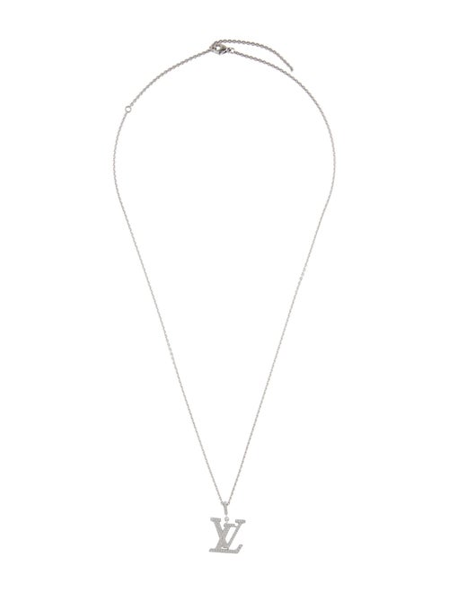 Louis Vuitton 18K Diamond LV Medium Pendant Necklace