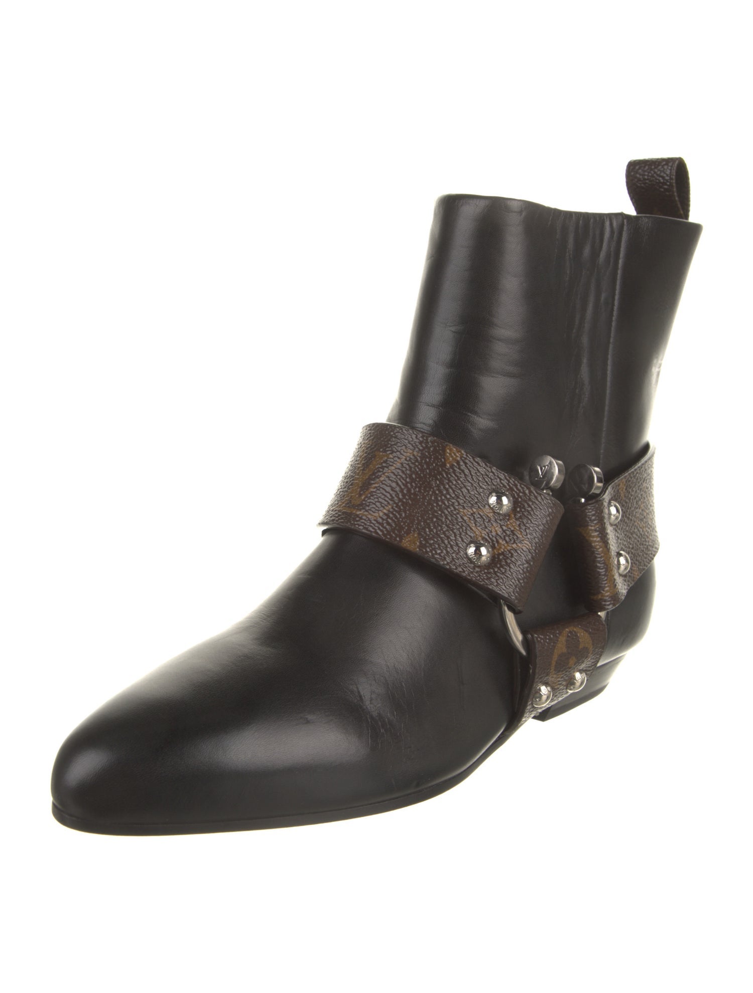 Louis Vuitton Leather Printed Moto Boots