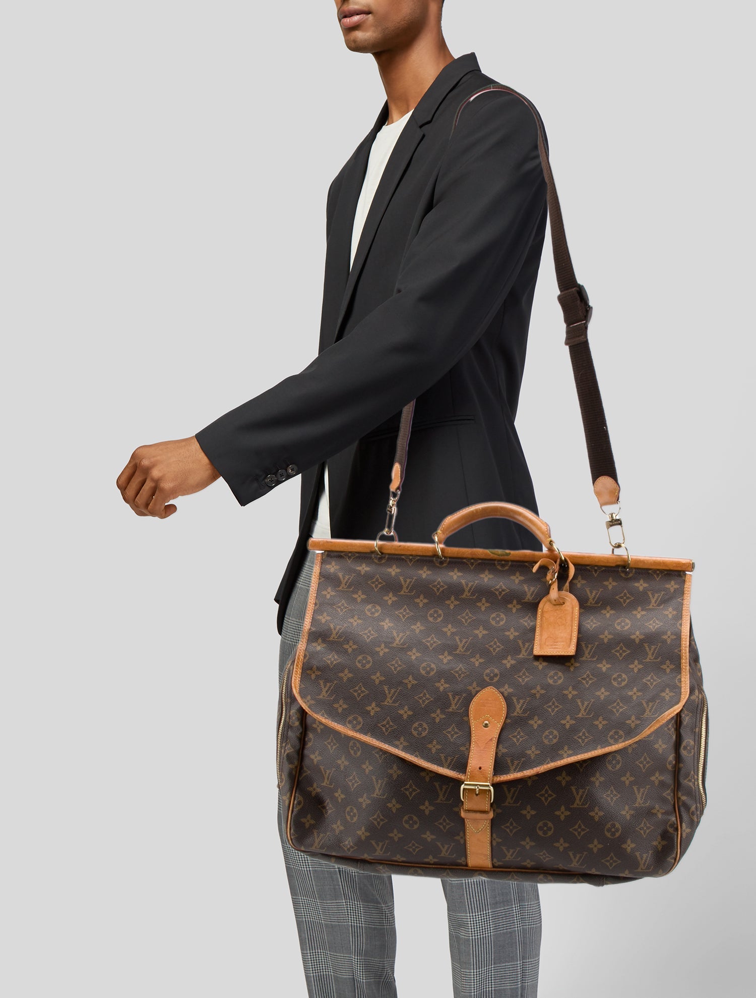 Louis Vuitton Monogram Sac Chasse Hunting Bag Brown Luggage and