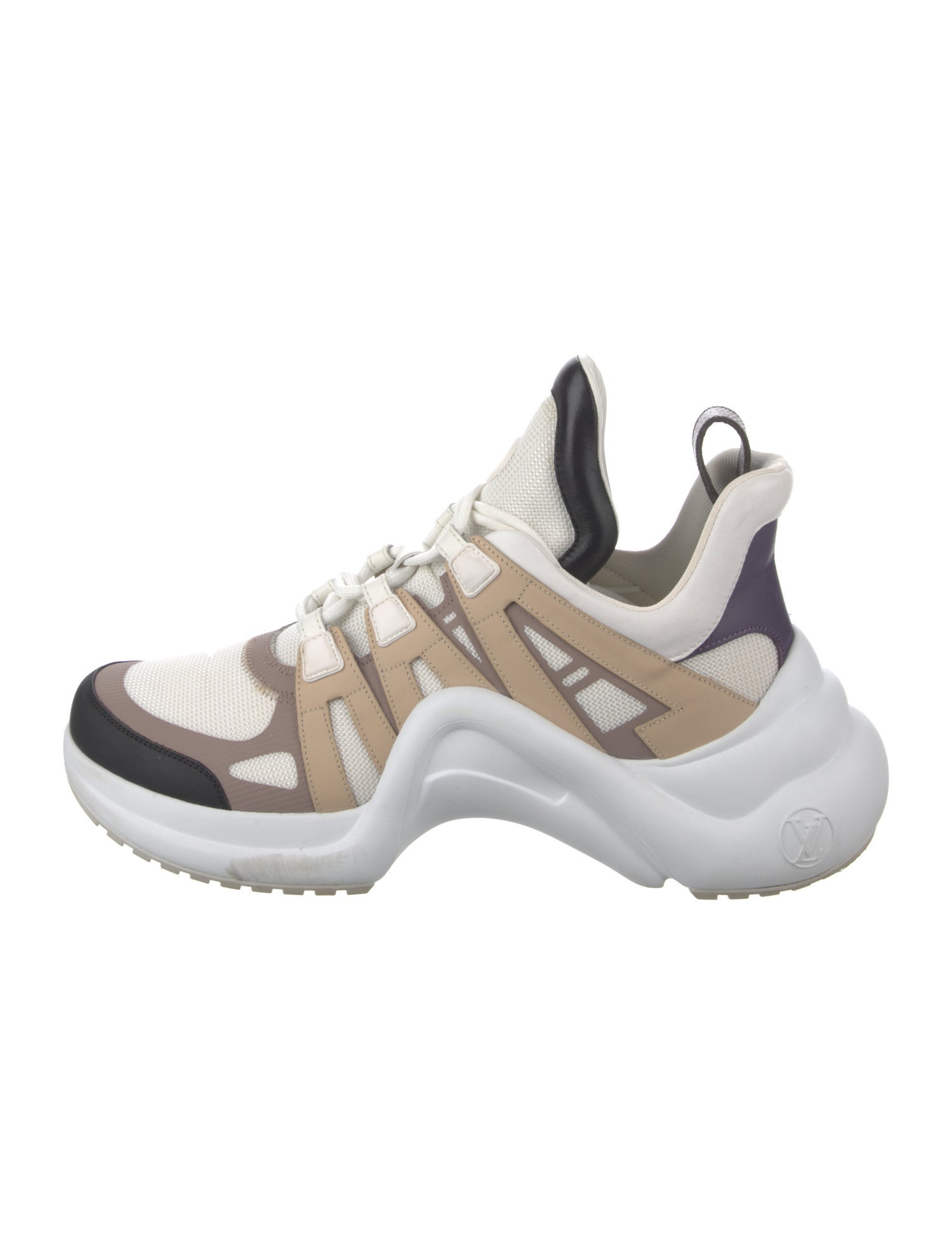 Louis Vuitton Leather Colorblock Pattern Athletic Sneakers - White