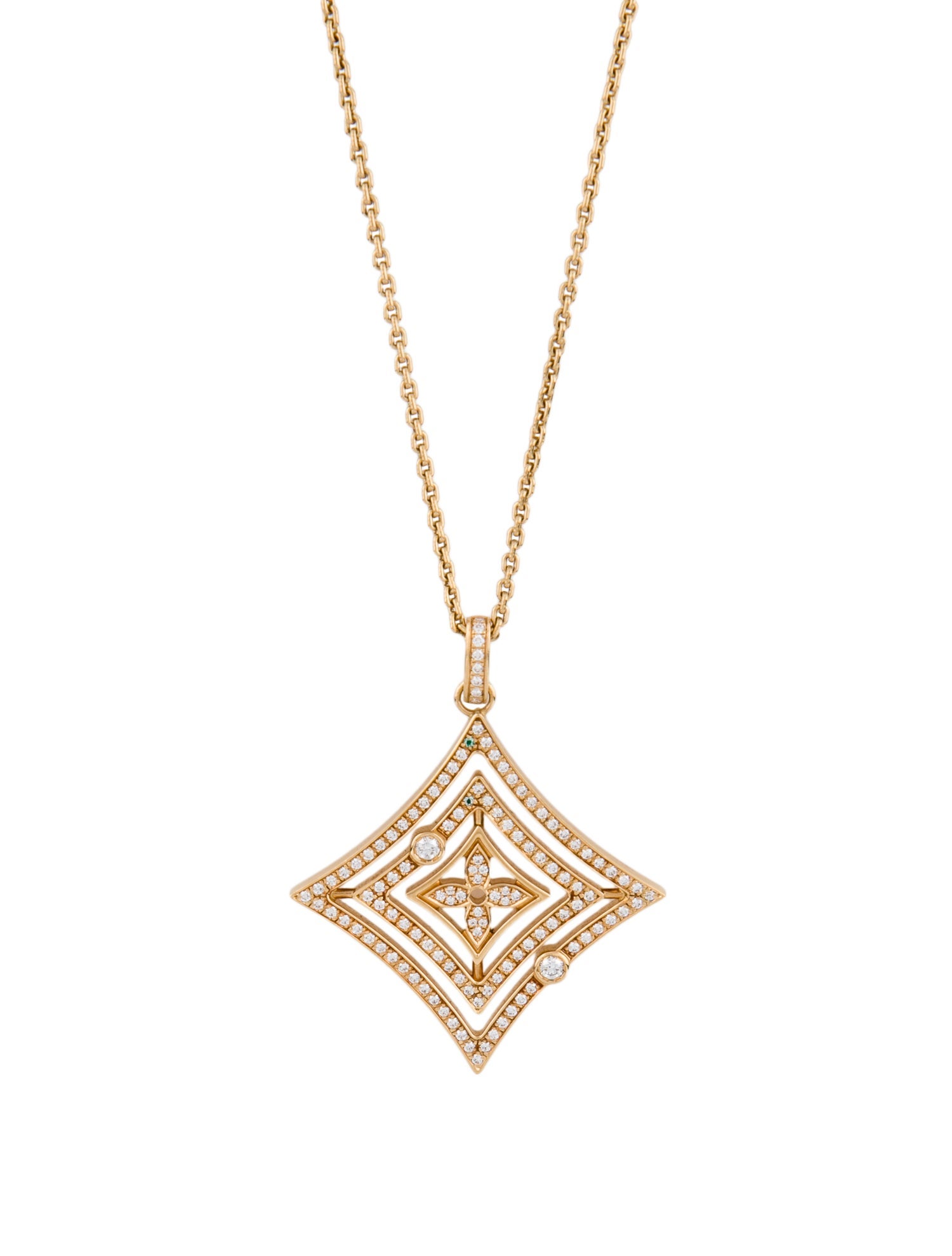 Louis Vuitton 18K Diamond Idylle Blossom Medallion Pendant Necklace