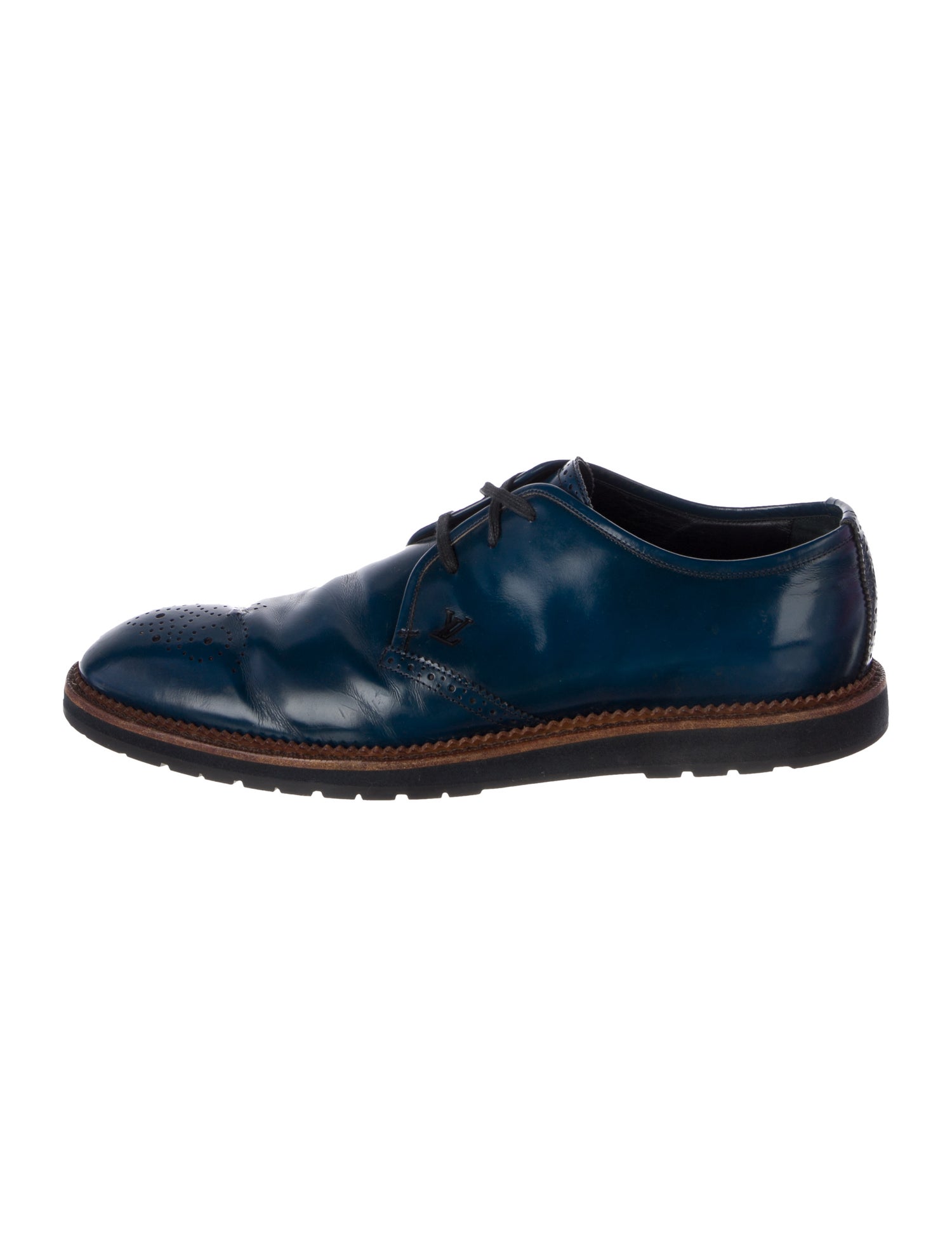 Louis Vuitton Leather Lasercut Accents Derby Shoes - Blue Oxfords