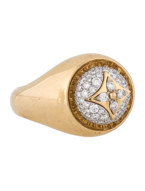 Louis Vuitton 18K Diamond B Blossom Signet Ring