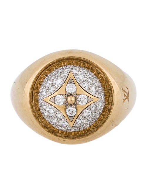 Louis Vuitton 18K Diamond B Blossom Signet Ring