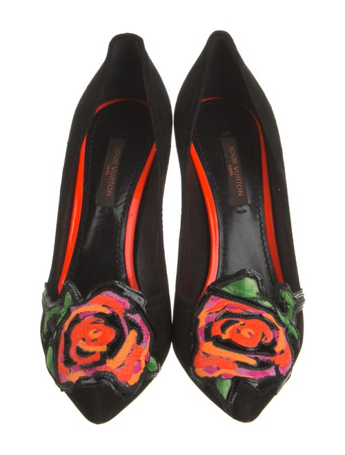 Louis Vuitton Suede Floral Print Pumps