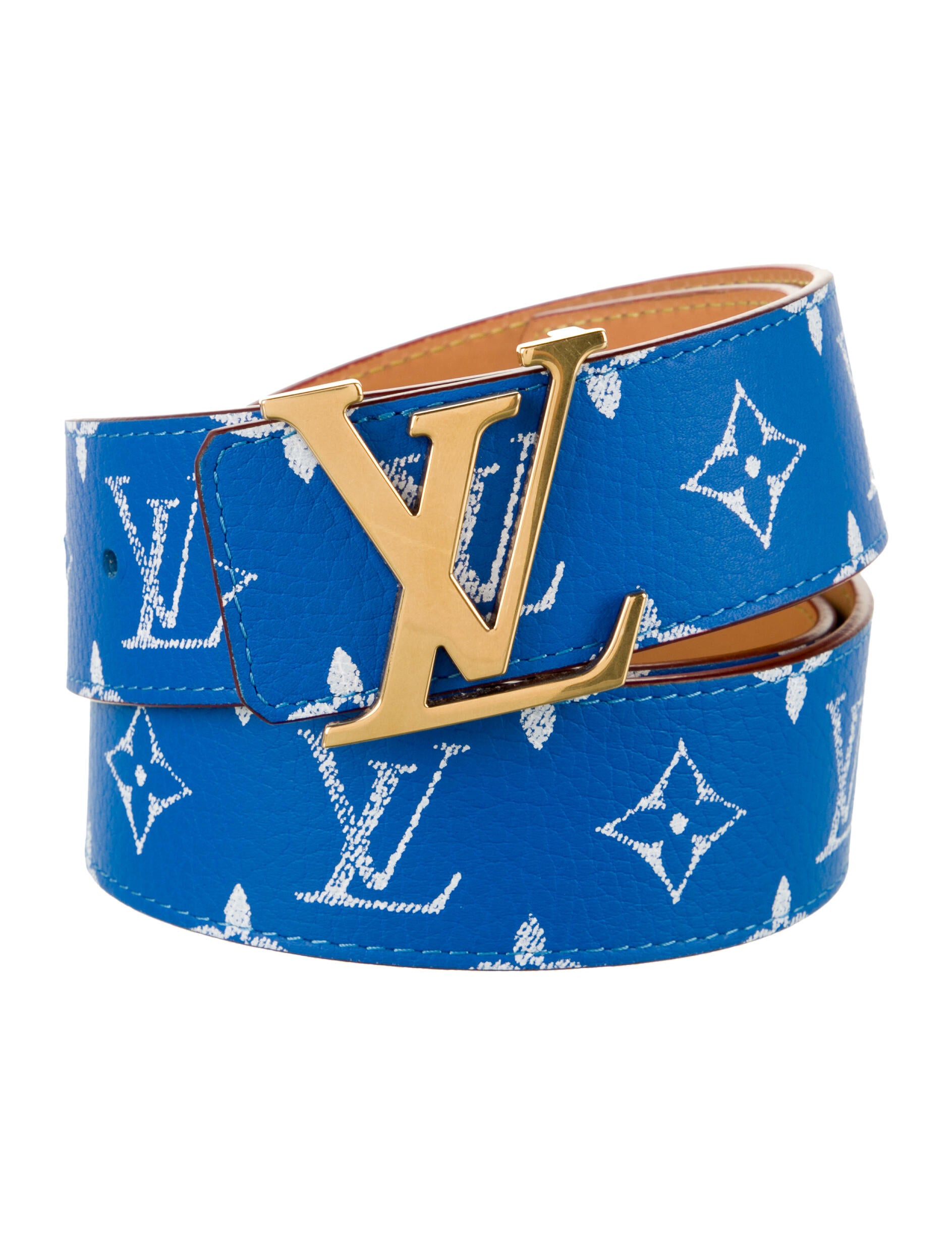 louis vuitton belt blue and white