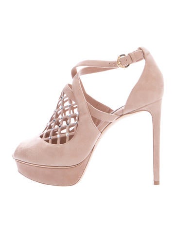 Louis Vuitton Suede Peep-Toe Pumps