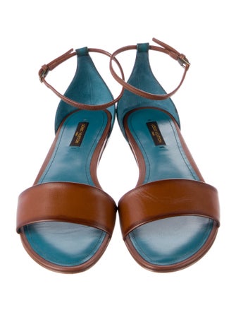 Louis Vuitton Leather Colorblock Pattern Slingback Sandals