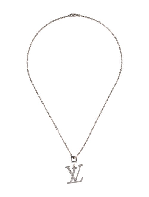 Louis Vuitton 18K Diamond LV Large Pendant Necklace