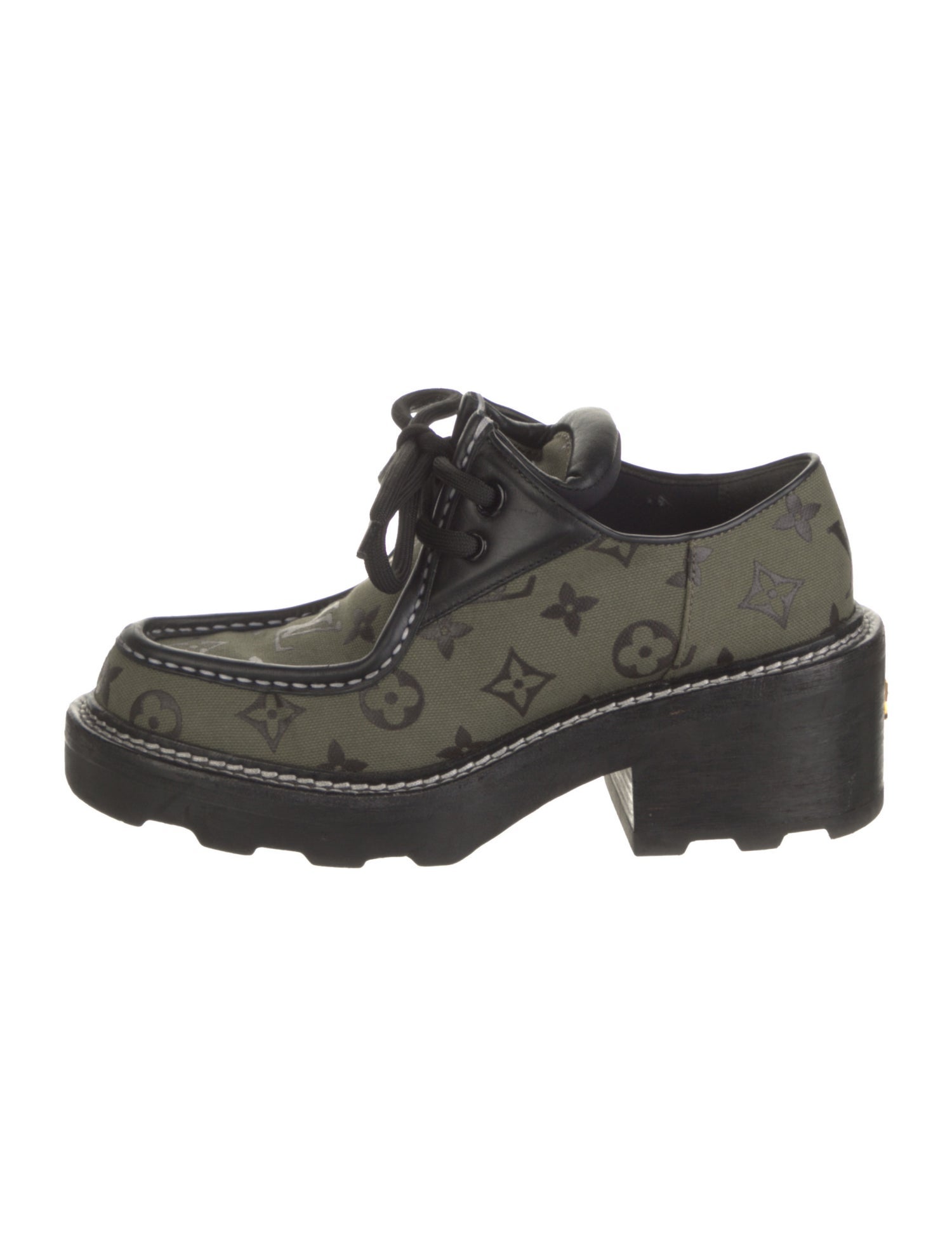 Louis Vuitton LV Monogram Canvas Oxfords Black Flats, Shoes