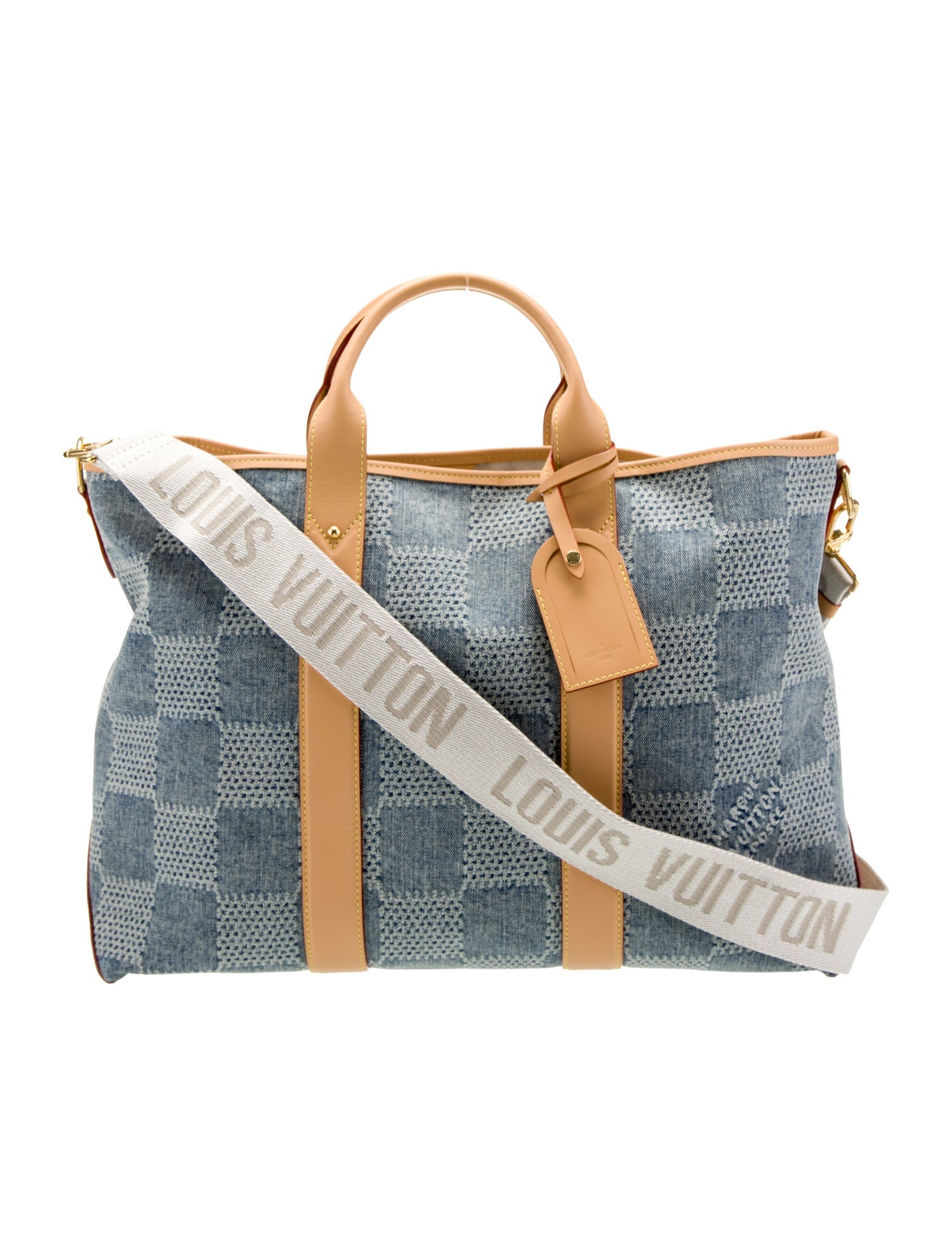 【無料郵送/関税込/正規品】 Louis Vuitton Weekend Tote Damier Louis Vuitton Denim Damier Denim 3D Weekend Tote 2024 - Blue