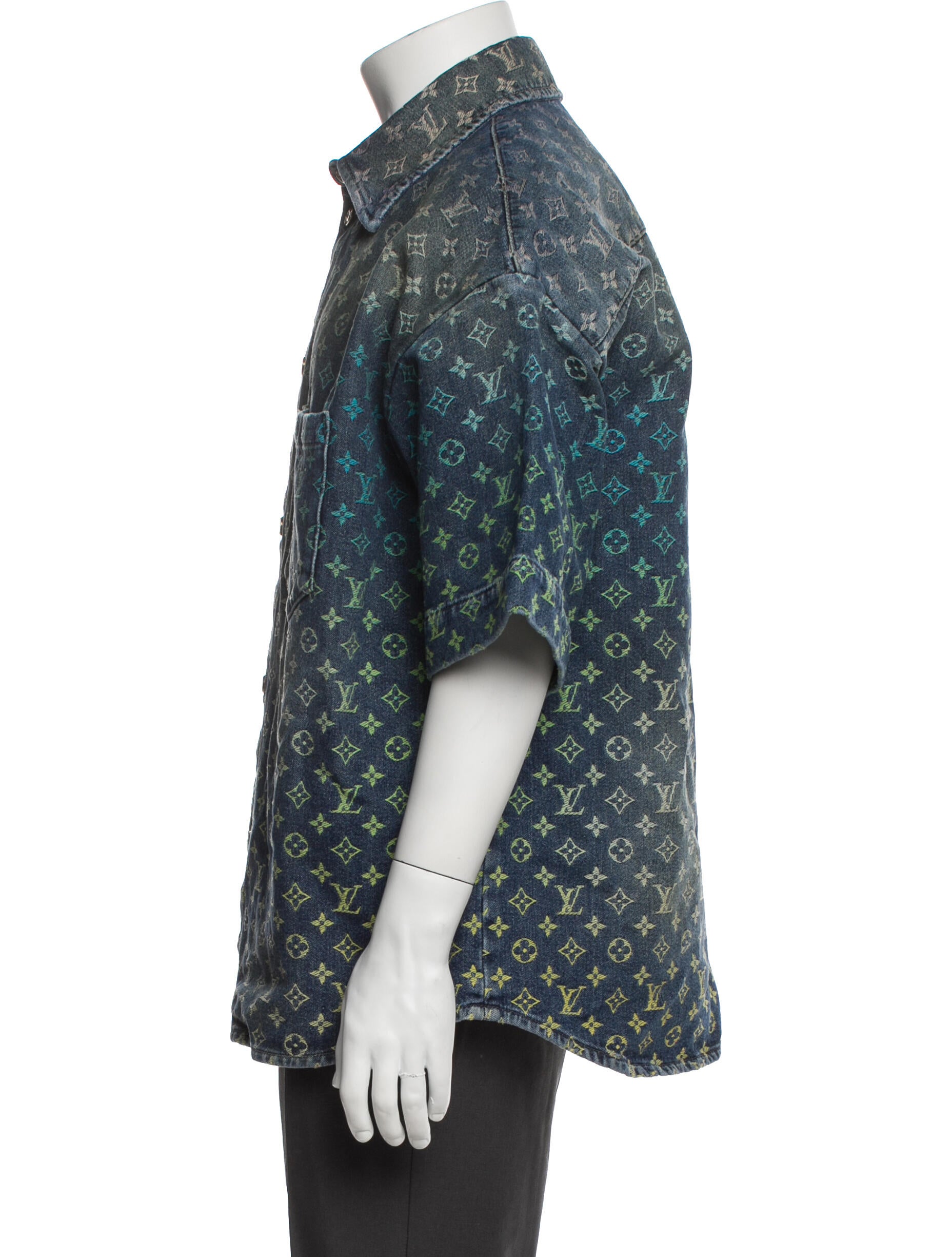 Louis Vuitton 2023 LV Monogram Denim Shirt - Blue Casual Shirts