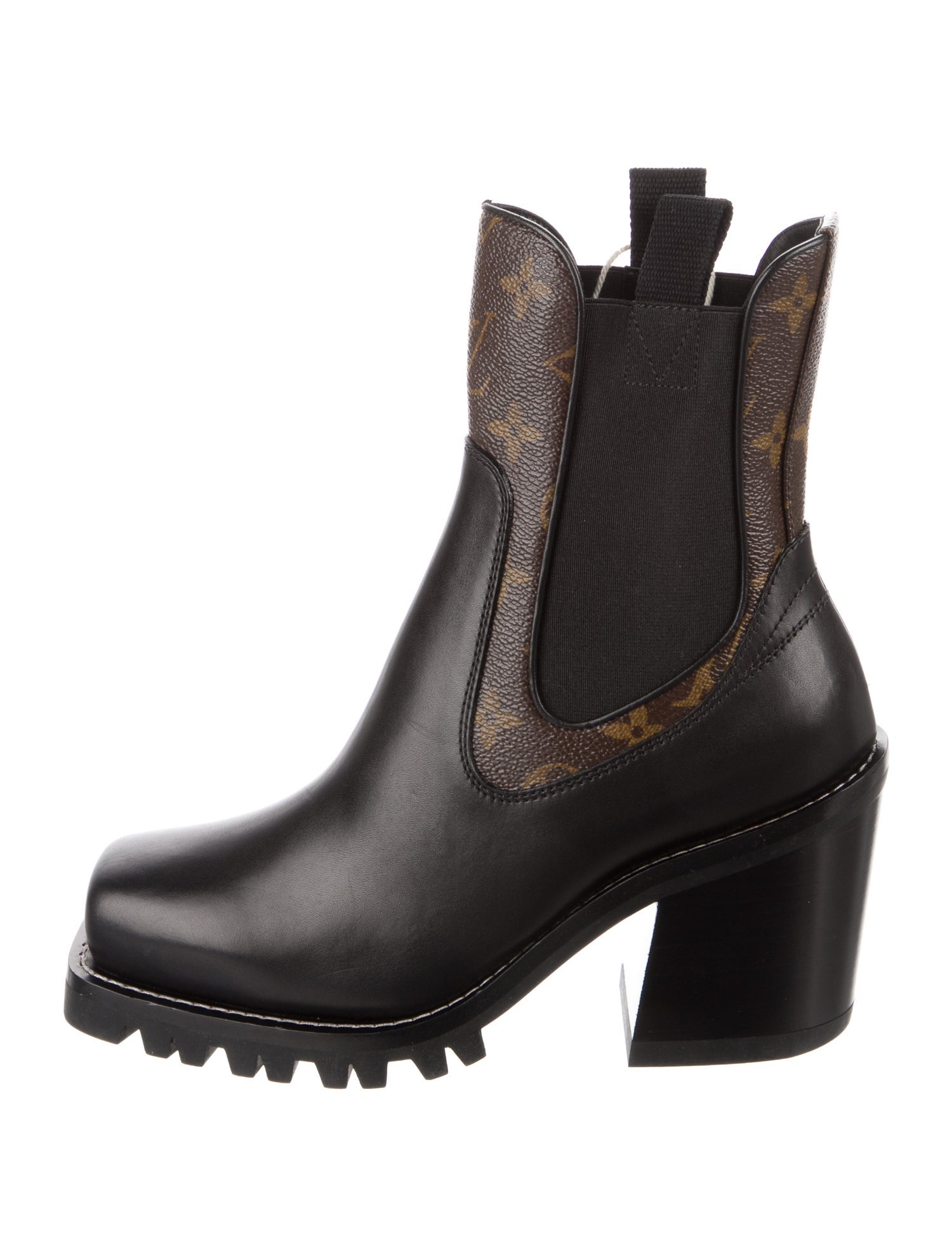 Louis Vuitton Monogram Pattern Leather Chelsea Boots
