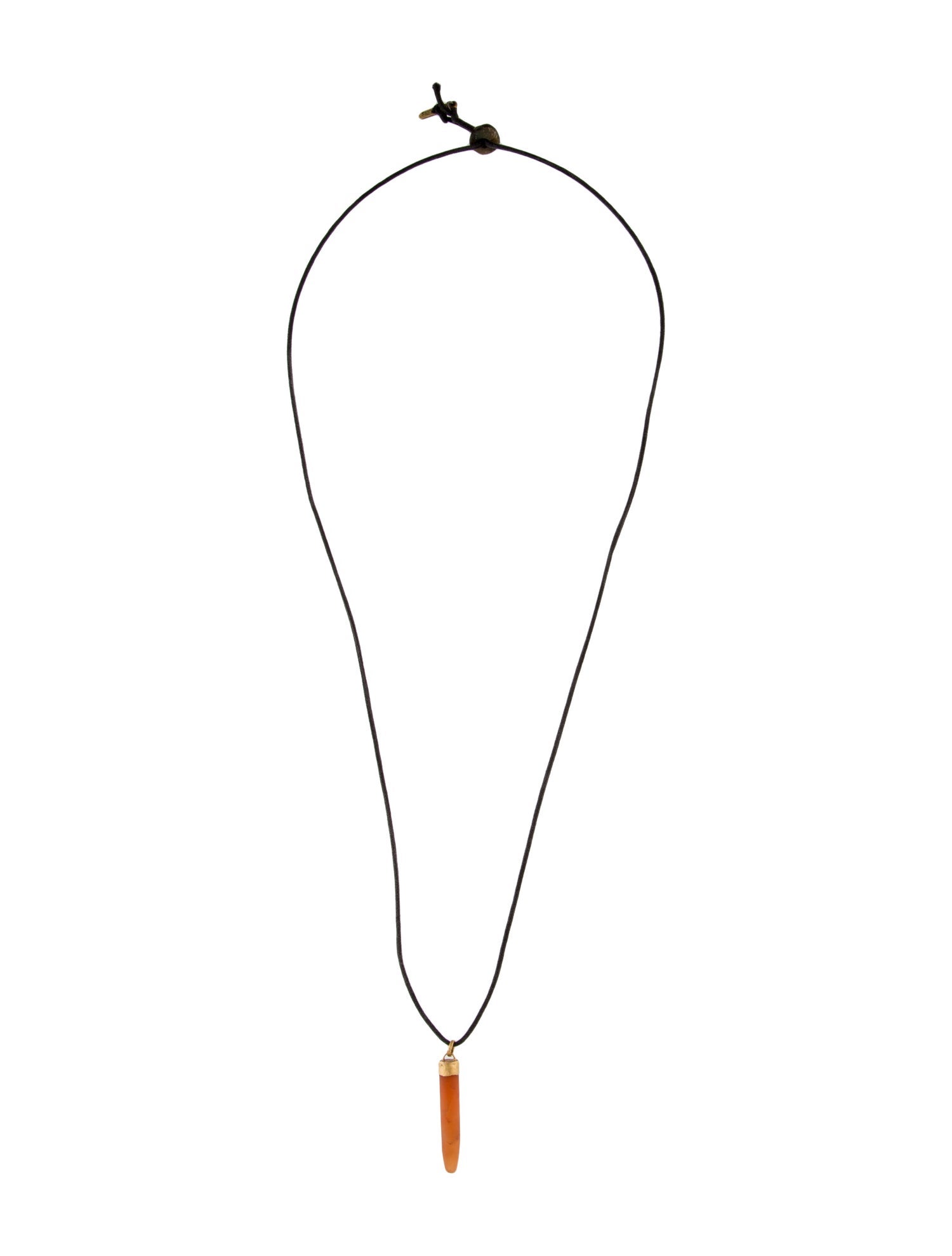 Lou Zeldis 22K Carnelian, Resin & Cord Cone Pendant Necklace