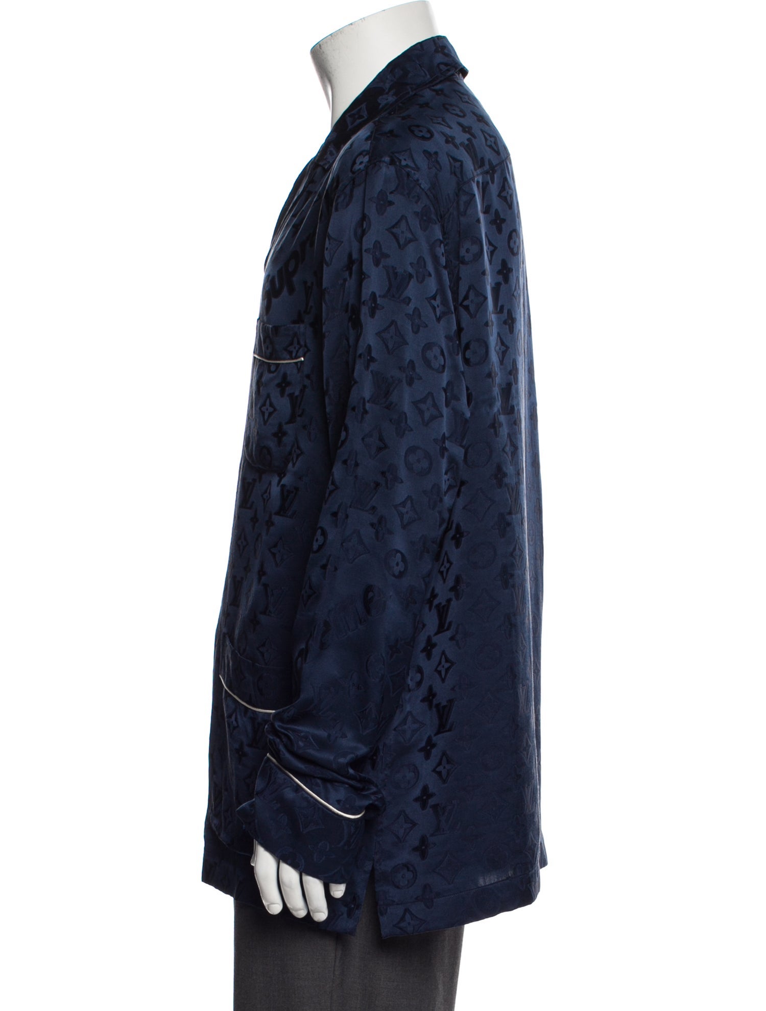 Louis Vuitton x Supreme 2017 Monogram Silk Pajama Lounge Top