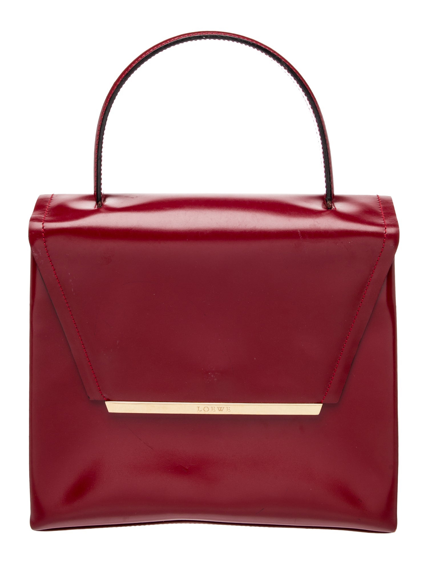 Prada Vitello Drive Bowler Bag - Burgundy Handle Bags, Handbags