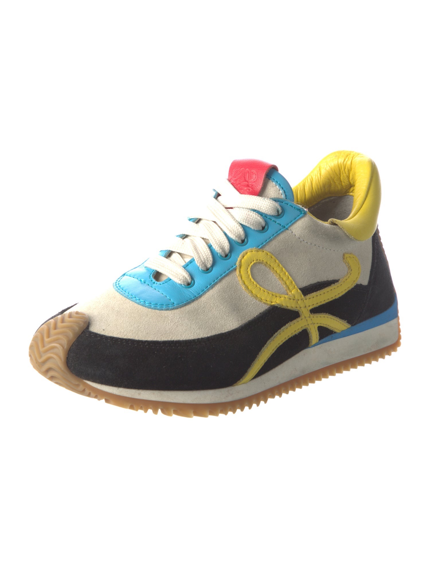 Loewe Suede Colorblock Pattern Sneakers