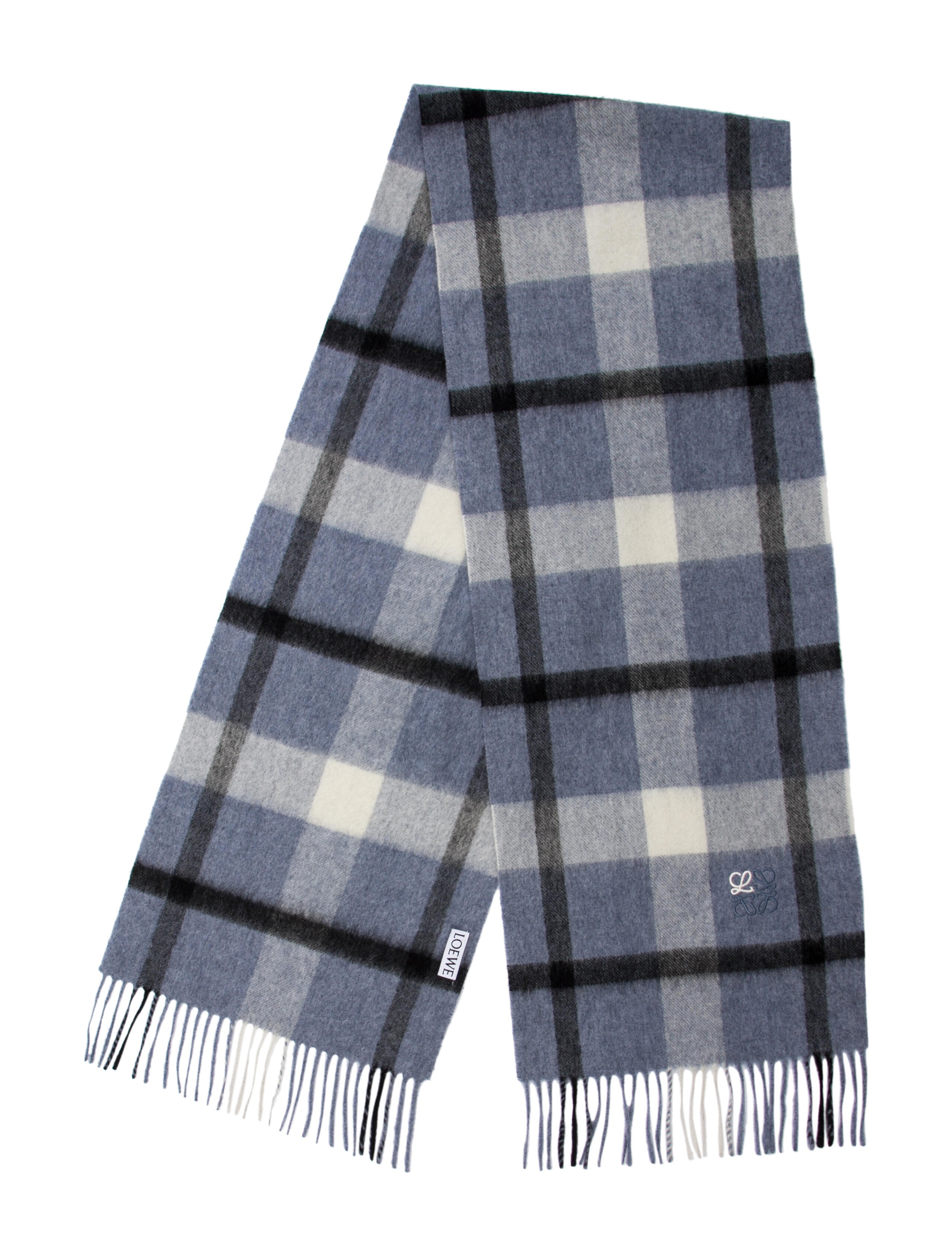 Loewe Wool Plaid Print Scarf