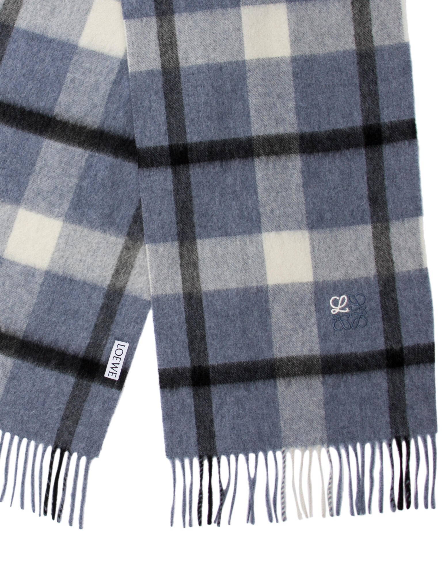 Loewe Wool Plaid Print Scarf