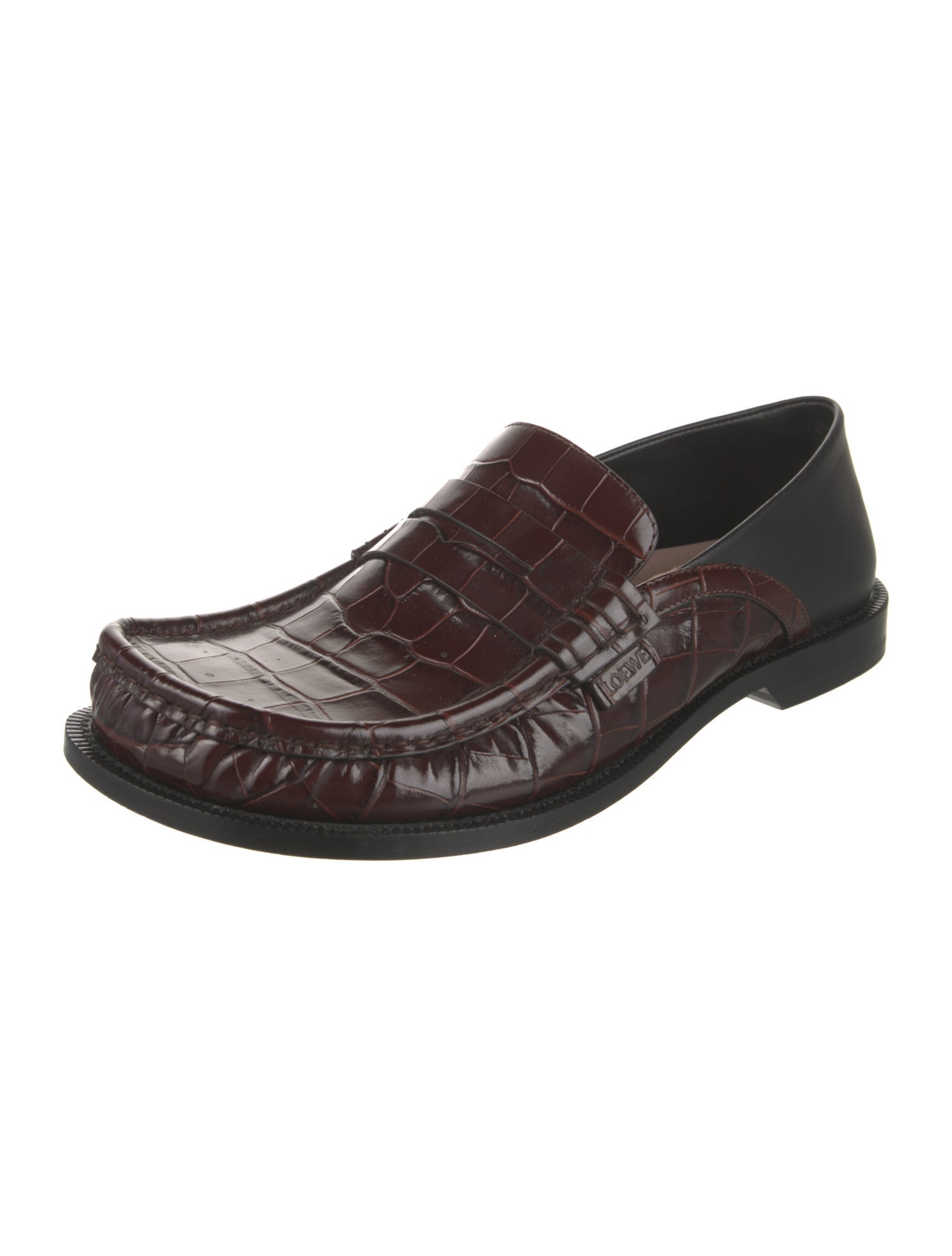 Loewe Embossed Leather Loafers