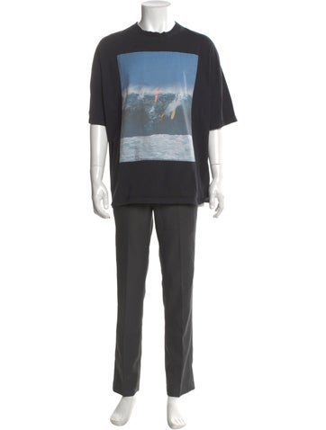 Pre-owned Loewe Graphic Print Crew Neck T-shirt In Black