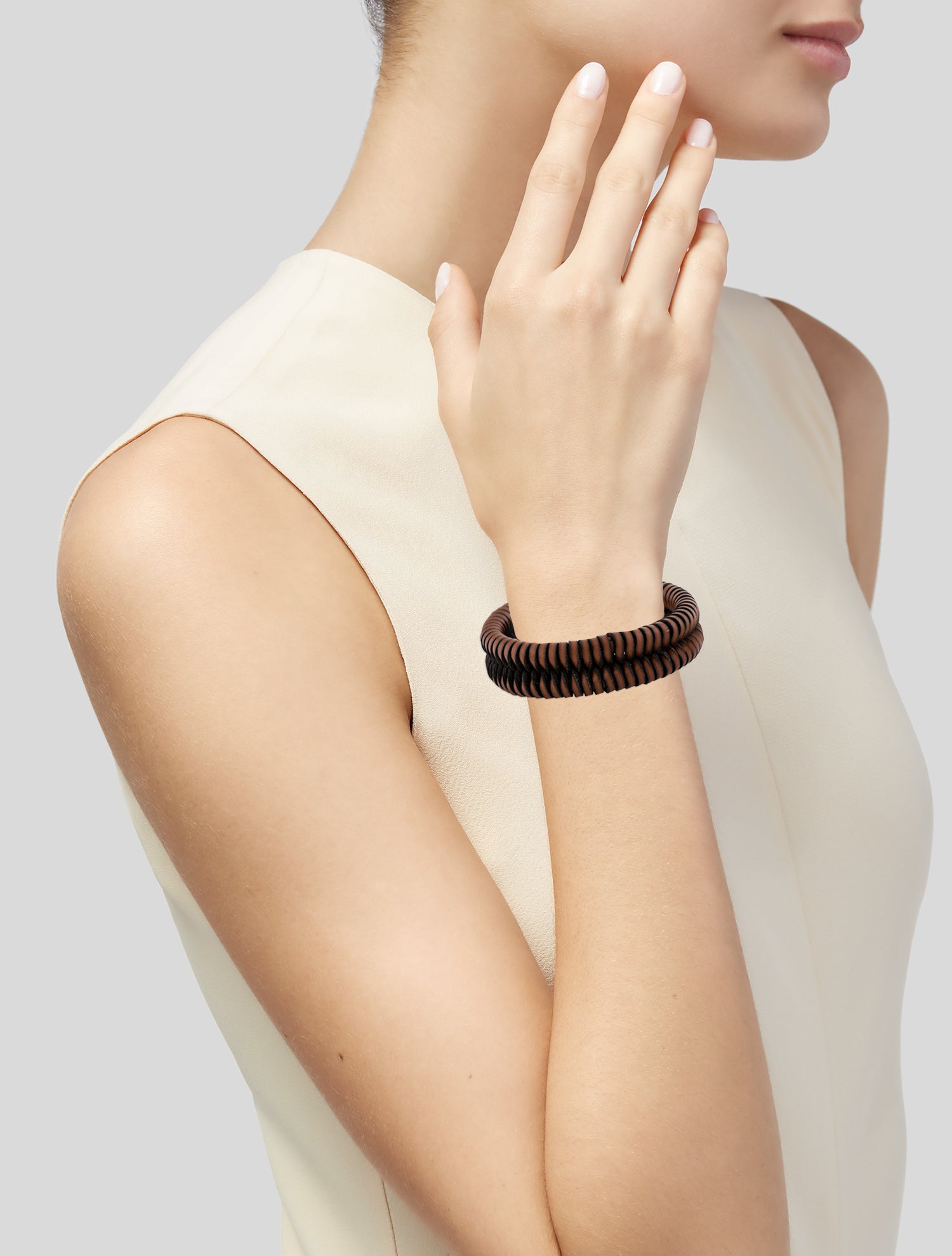 Loewe Leather Interlocking Woven Bangle Bracelet