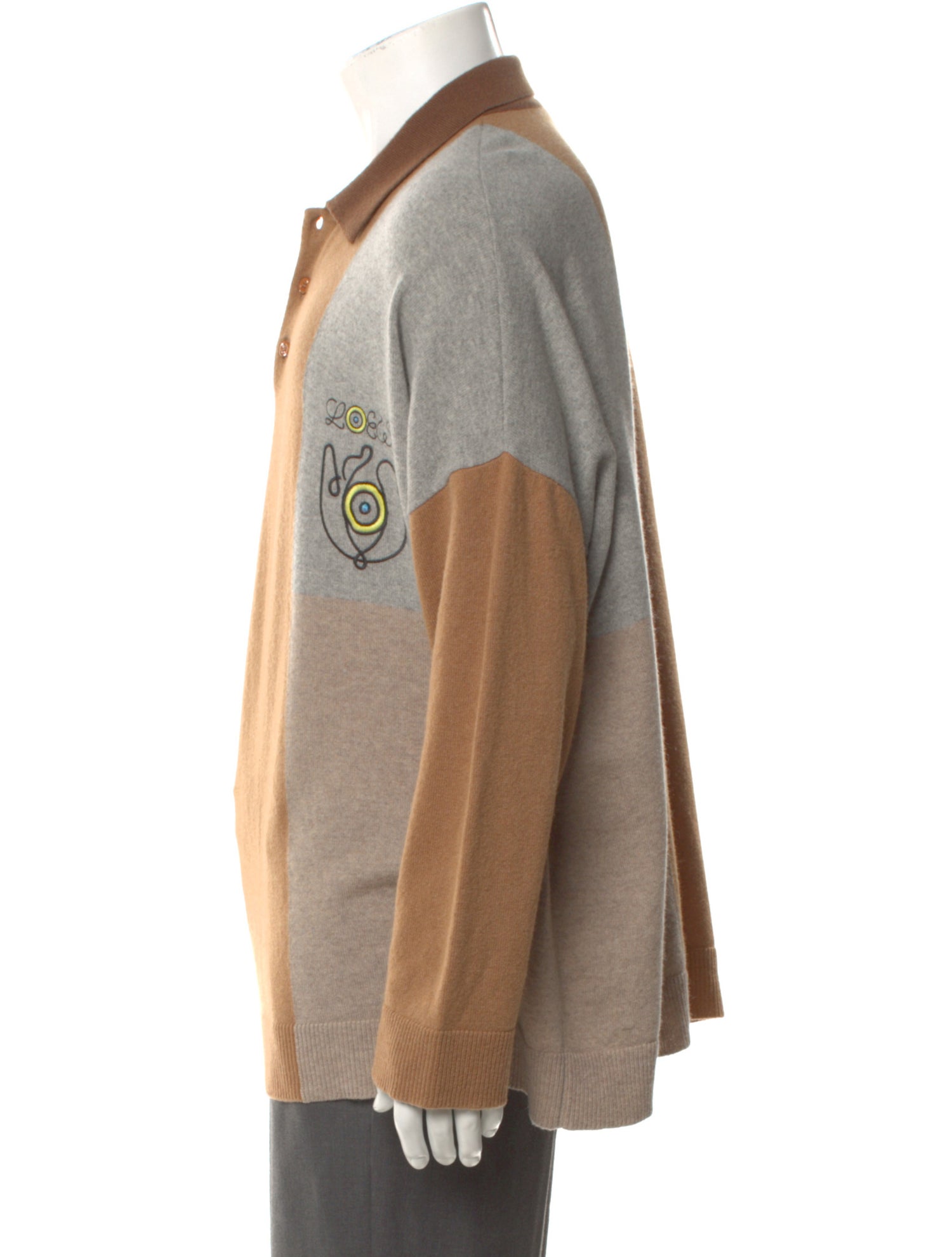 Loewe Cashmere Colorblock Pattern Polo Sweater