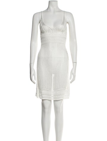 Pre-owned Loewe V-neck Knee-length Dress In White
