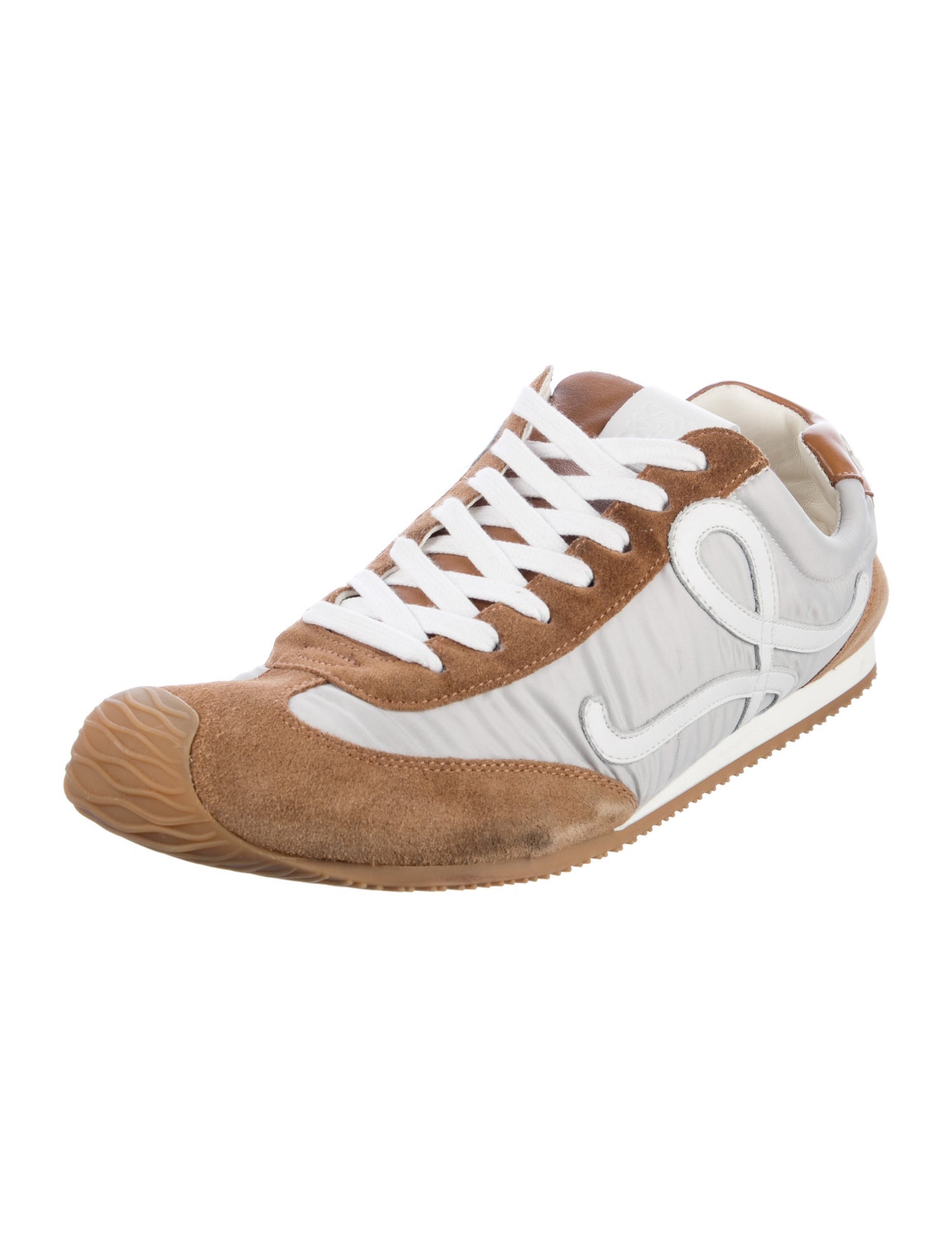 Loewe Suede Colorblock Pattern Sneakers