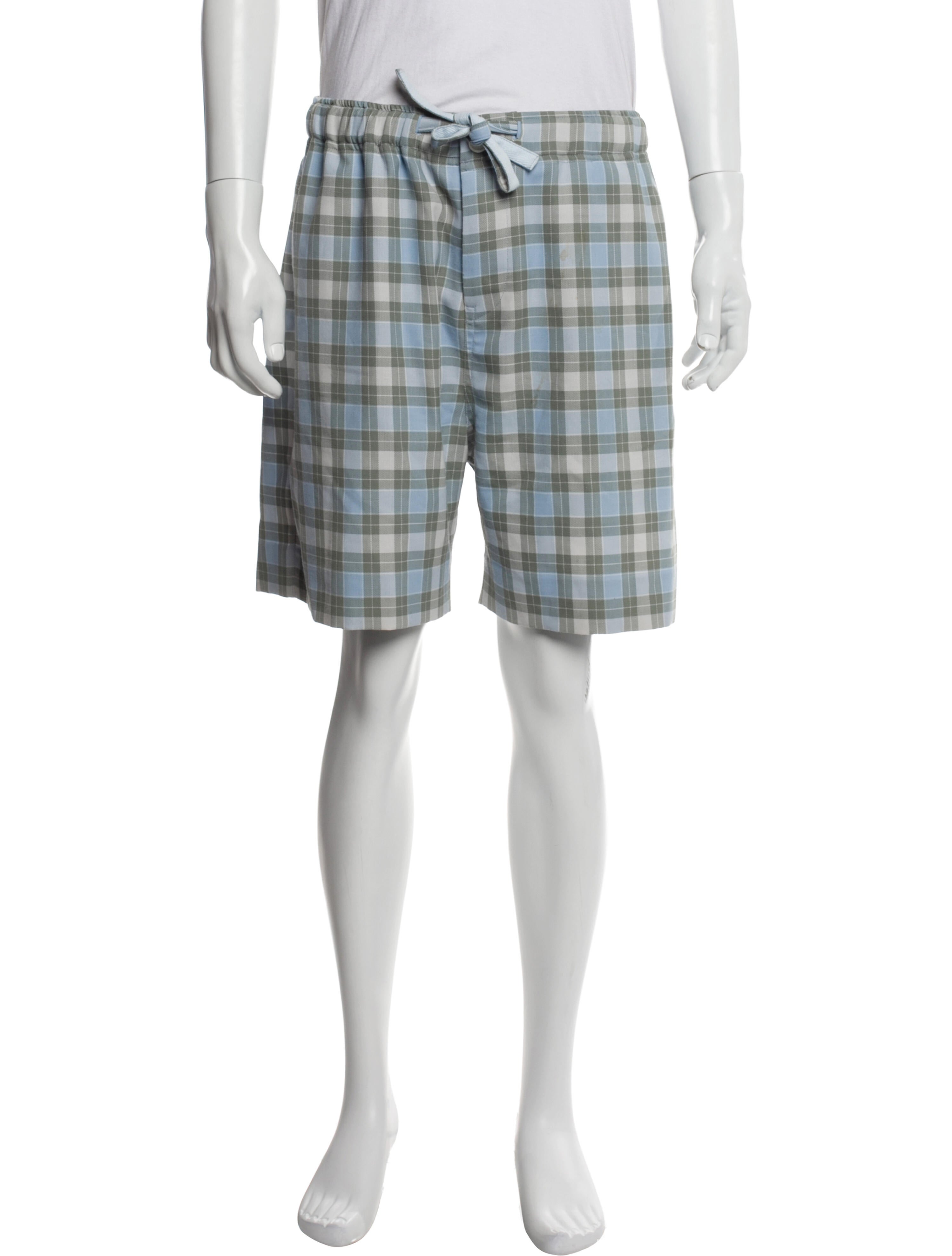 Loewe Plaid Print Flat Front Shorts
