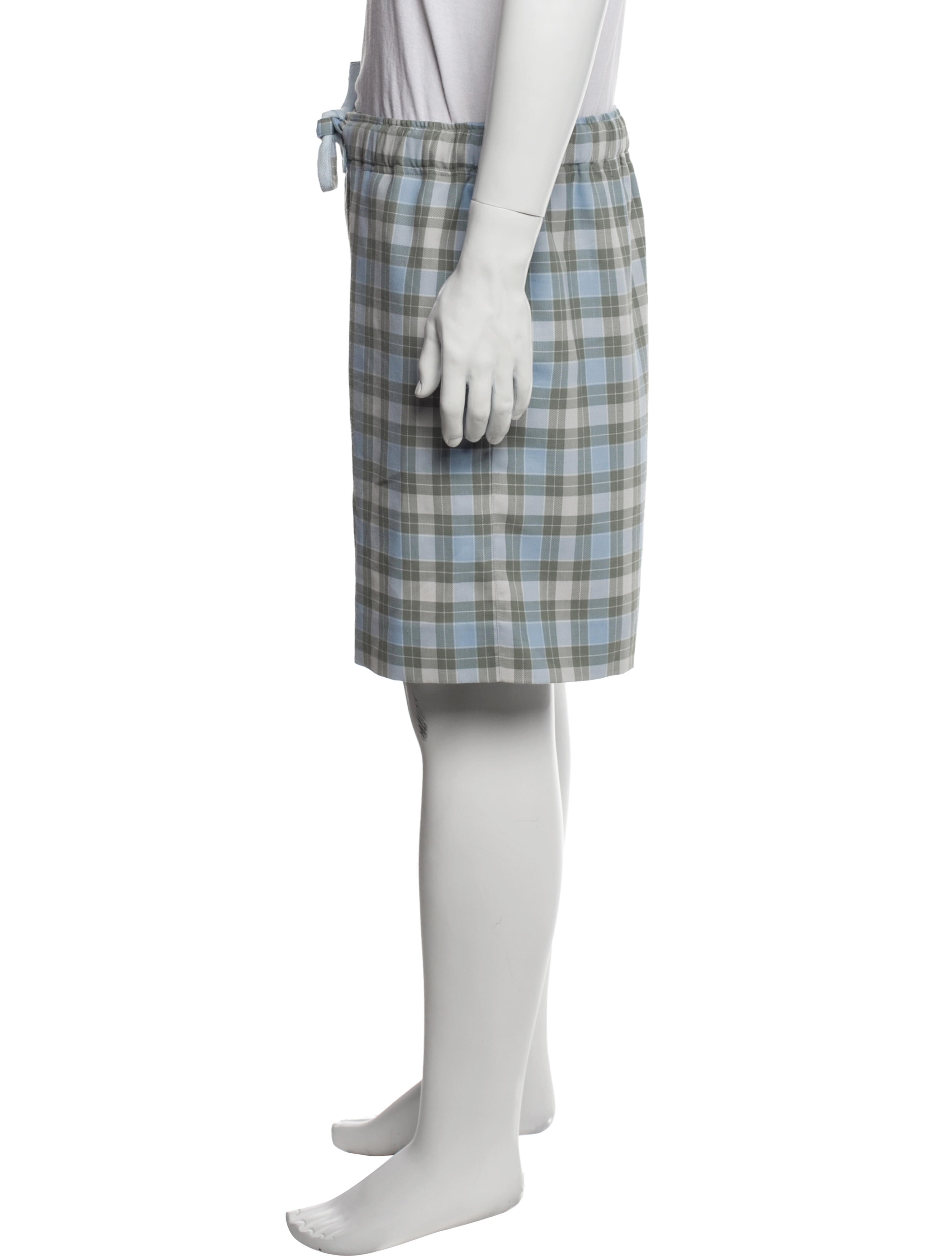 Loewe Plaid Print Flat Front Shorts