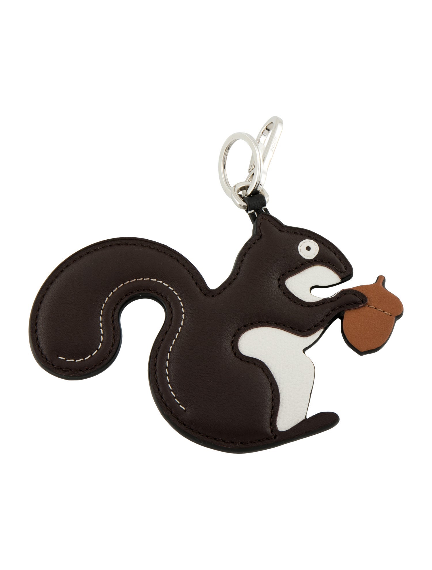 Loewe Squirrel & Nut Leather Key Chain In Brown