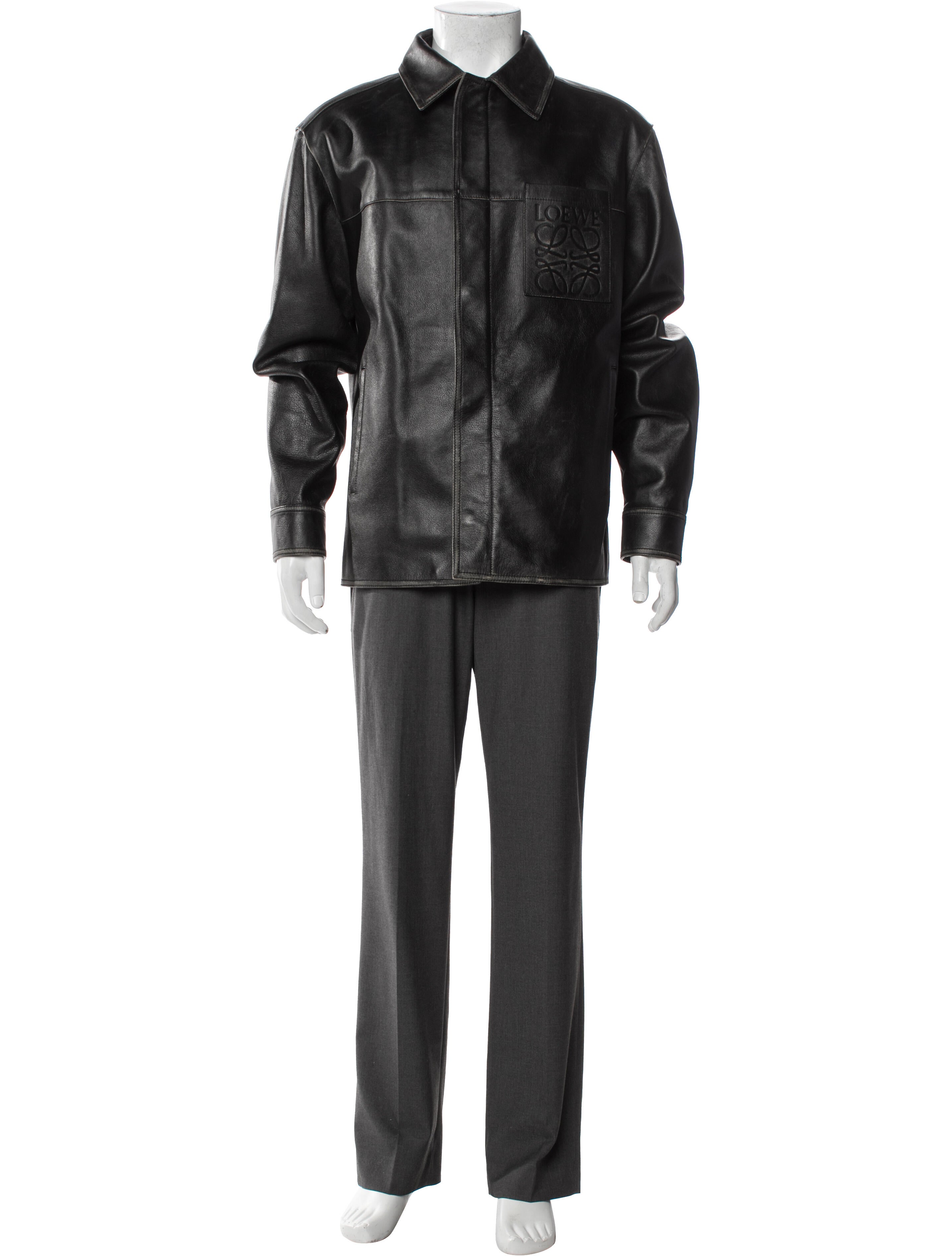 Loewe Anagram Calf Leather Overcoat