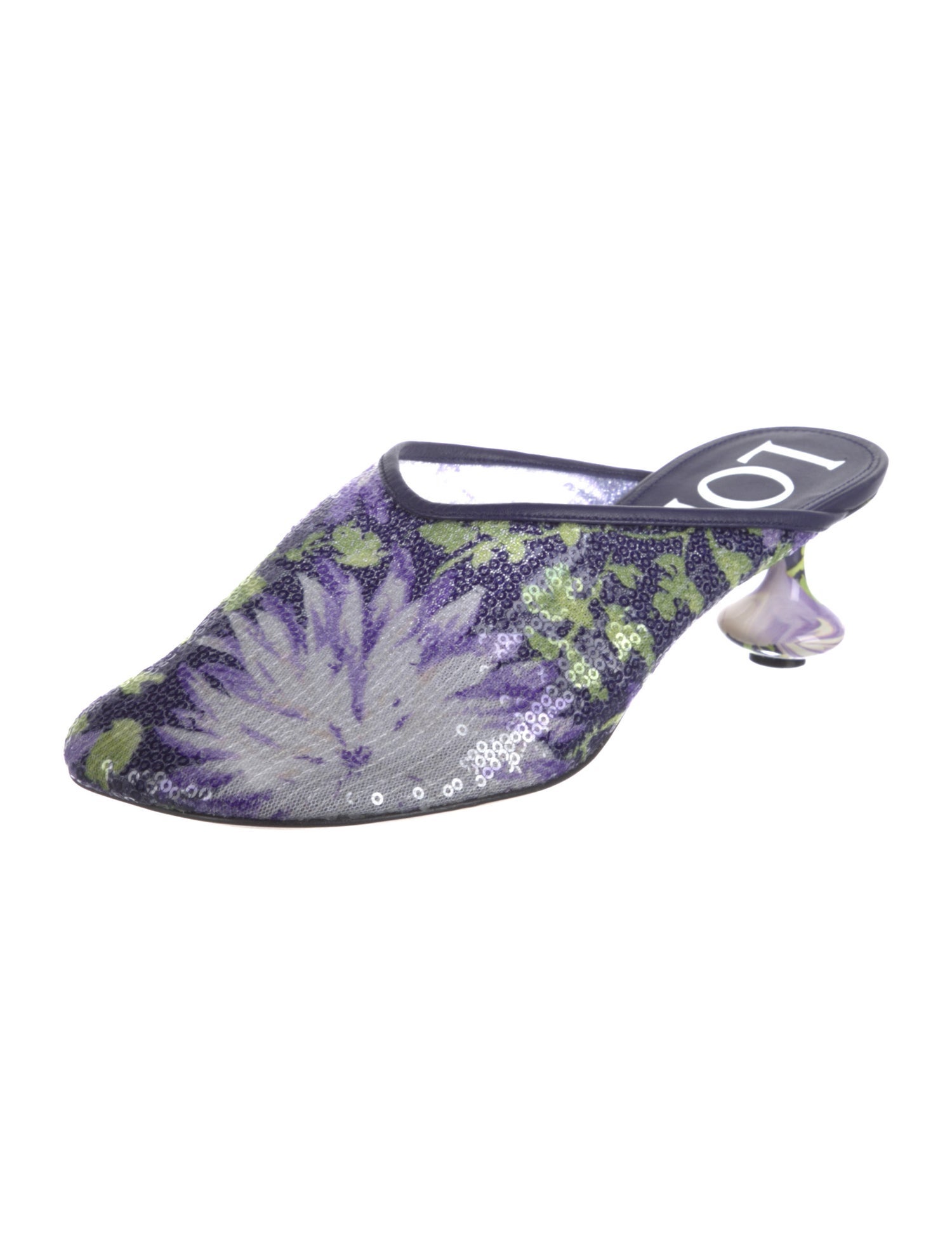 Loewe Sequins Floral Print Mules
