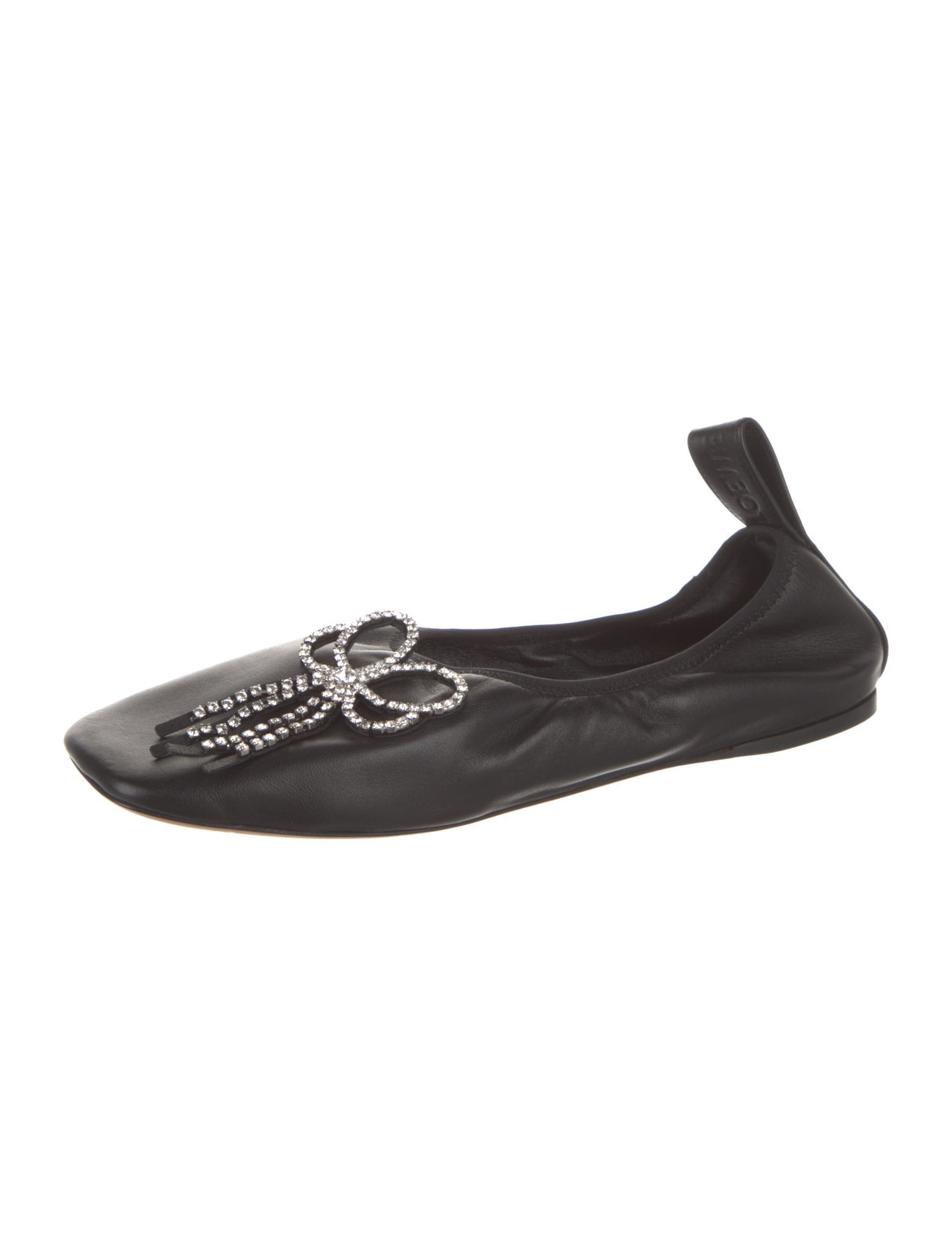 Loewe Leather Crystal Embellishments Slingback Flats