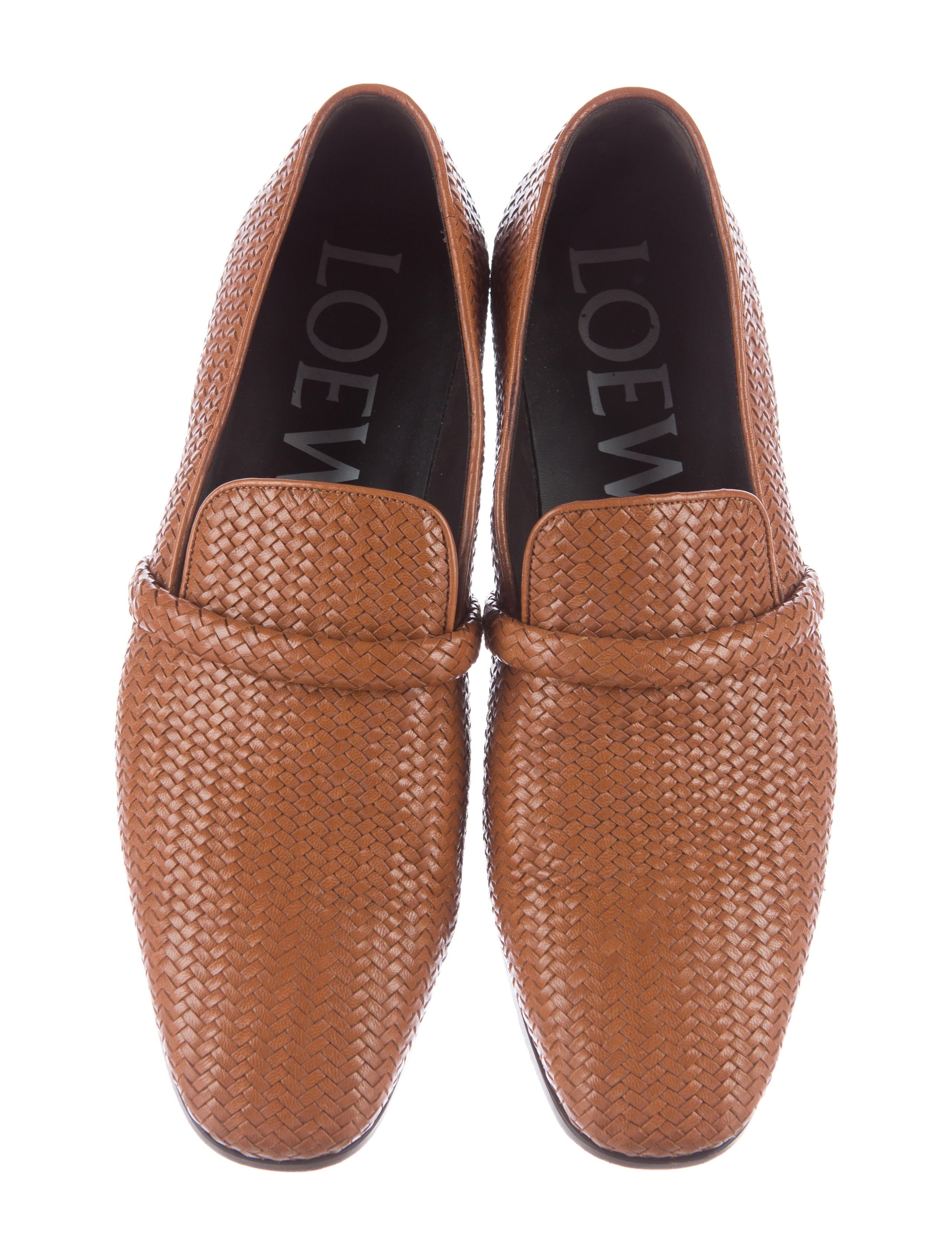 Loewe Leather Woven Loafers Shoes LOW21721 The RealReal