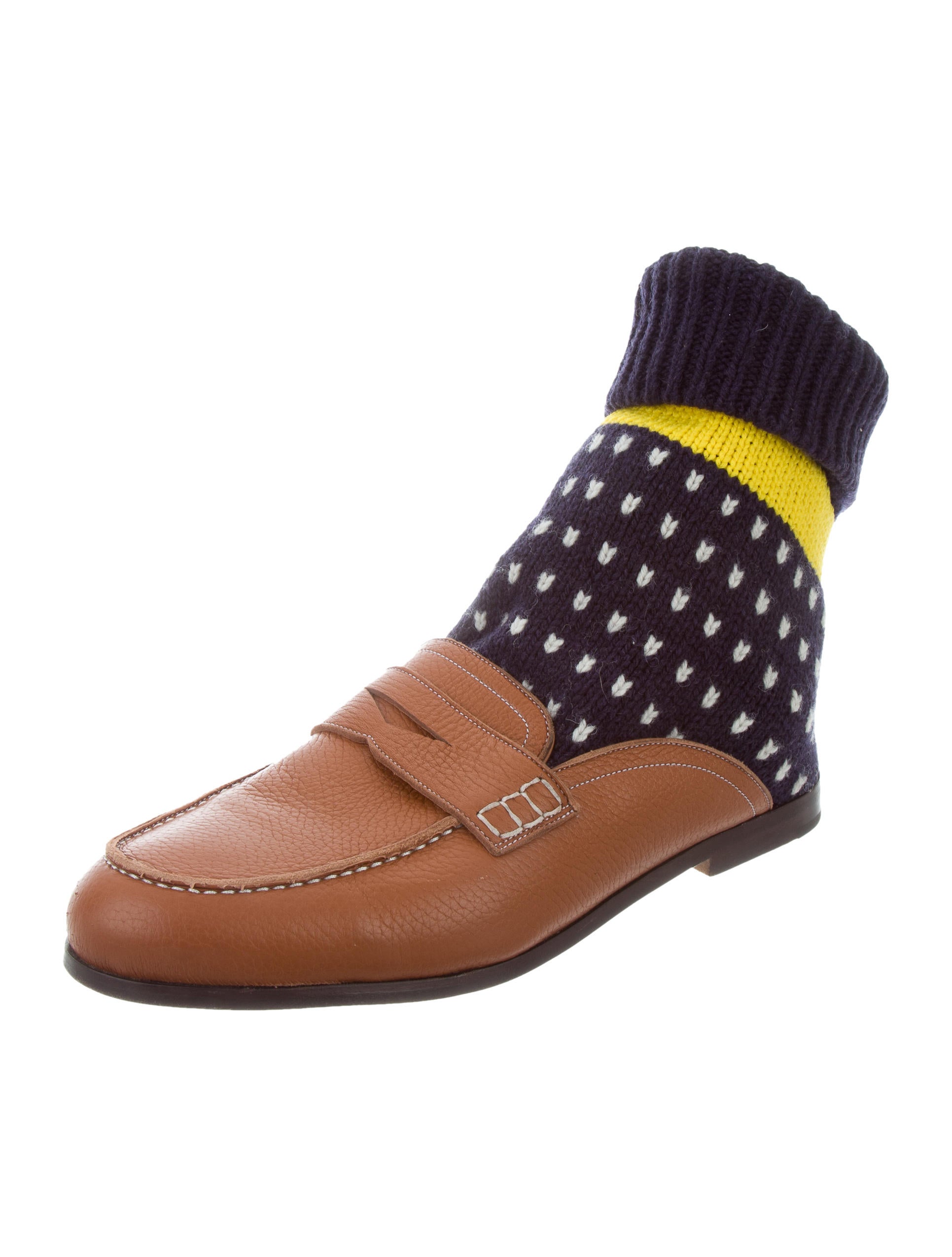 Loewe Leather Sock Loafers Brown Loafers, Shoes LOW21964 The RealReal