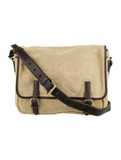 Loewe Leather-Trimmed Messenger Bag Gold