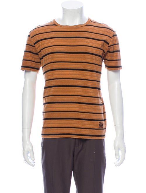Loewe Striped Crew Neck T-Shirt Brown
