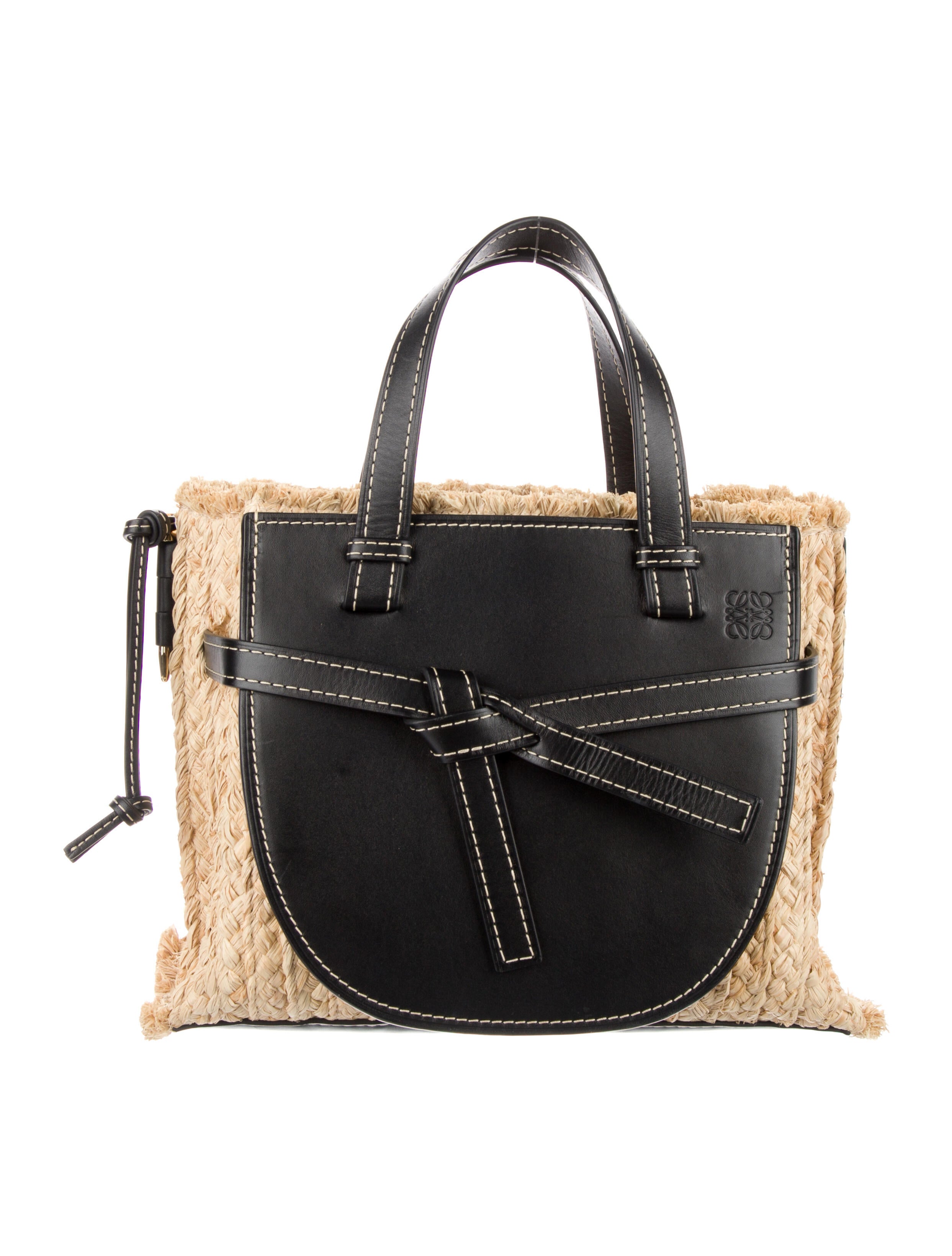 Loewe Raffia Small Gate Top Handle Bag - Black Handle Bags
