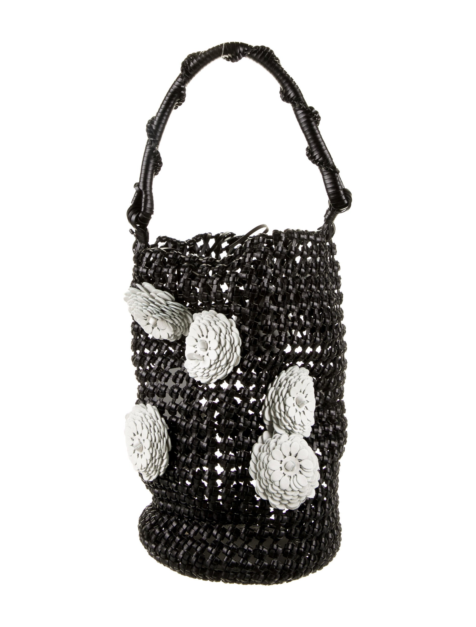 Loewe 2020 Flower Mesh Bucket Bag - Black Handle Bags