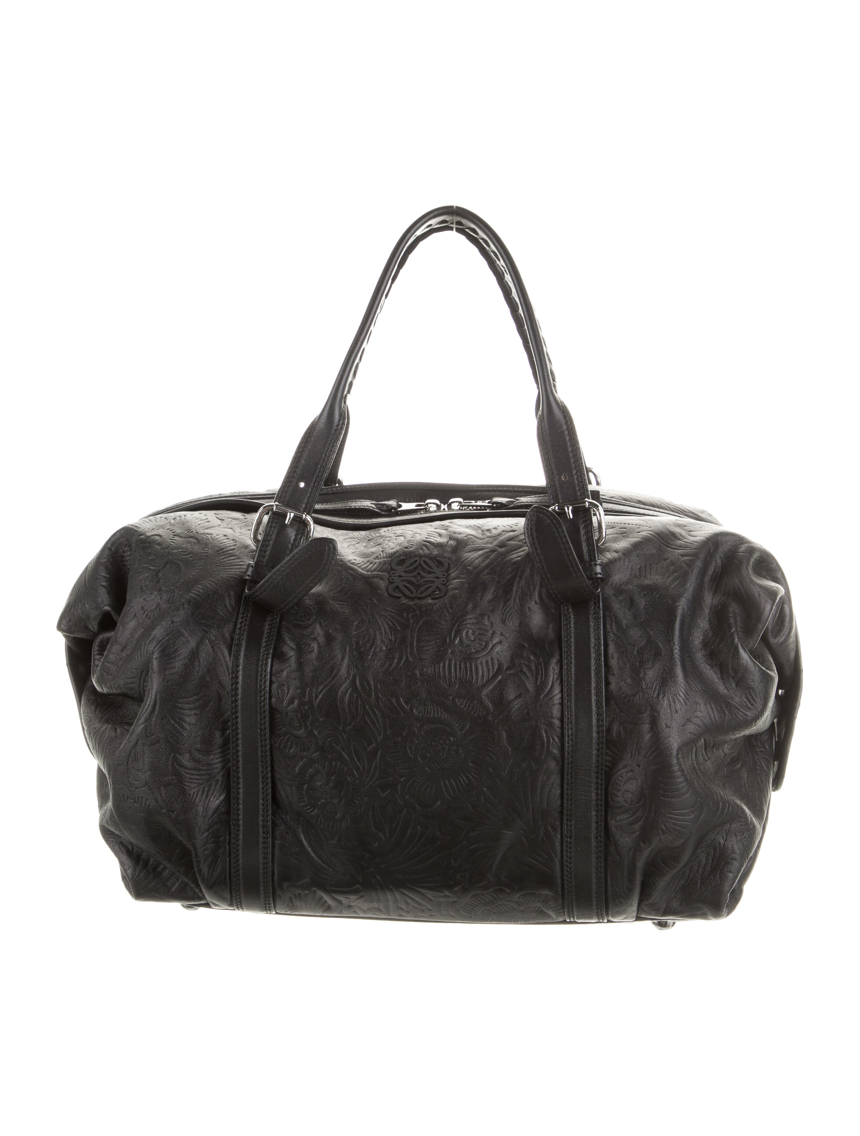 Loewe Embossed Canela Boston Bag - Black Shoulder Bags, Handbags