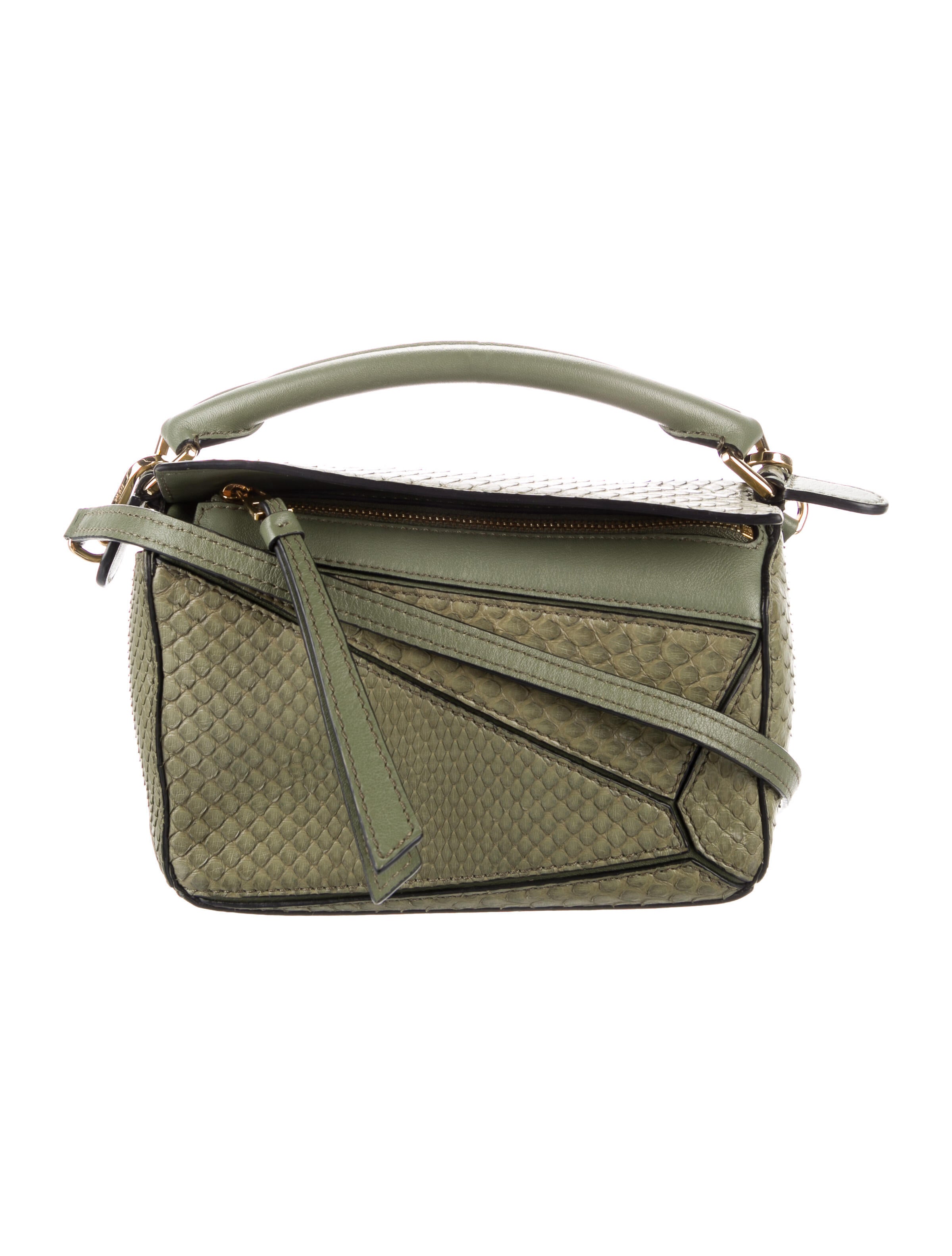 Loewe Rugby Puzzle Bag Green Handle Bags, Handbags LOW41782 The