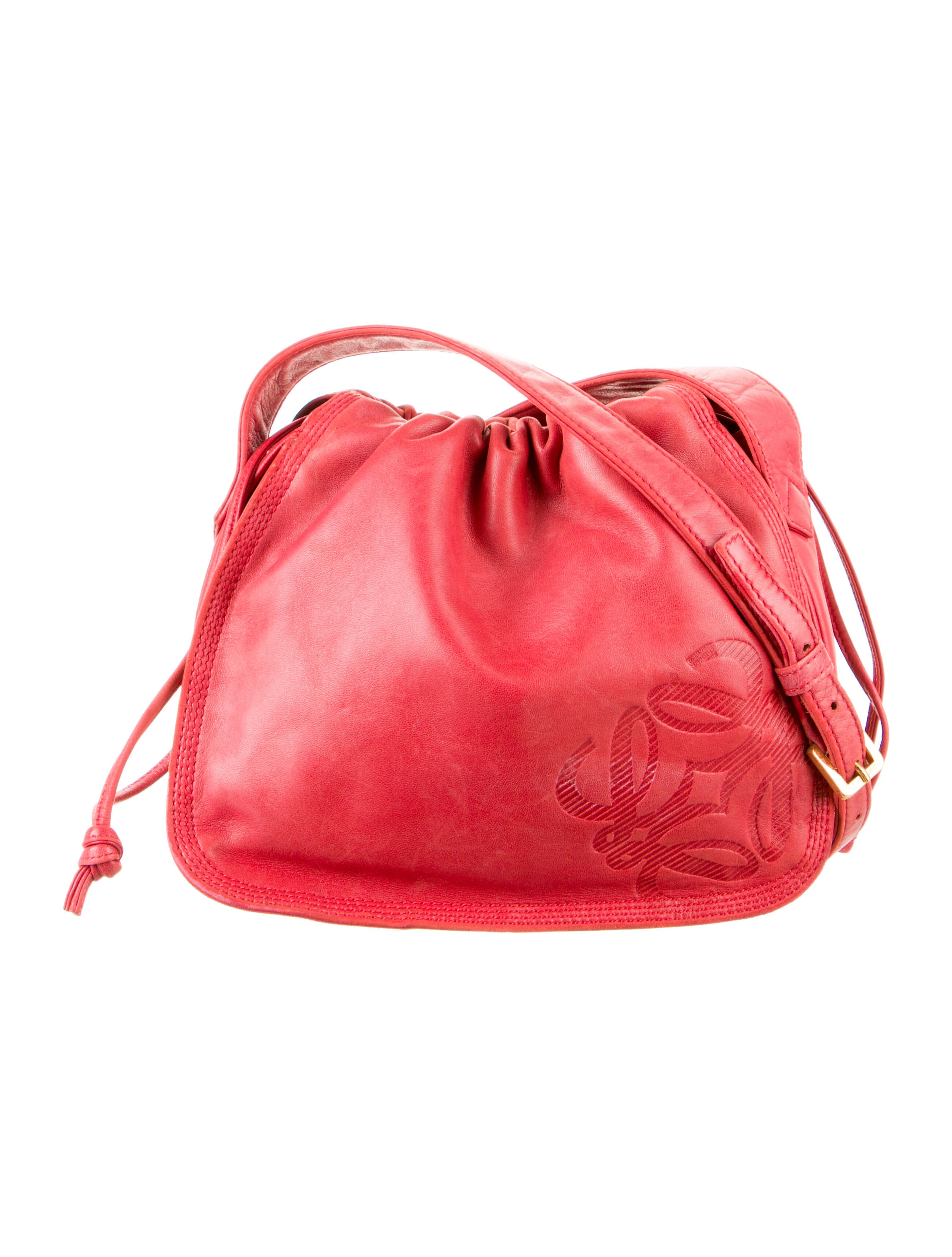 Loewe Vintage Leather Shoulder Bag Red Shoulder Bags, Handbags