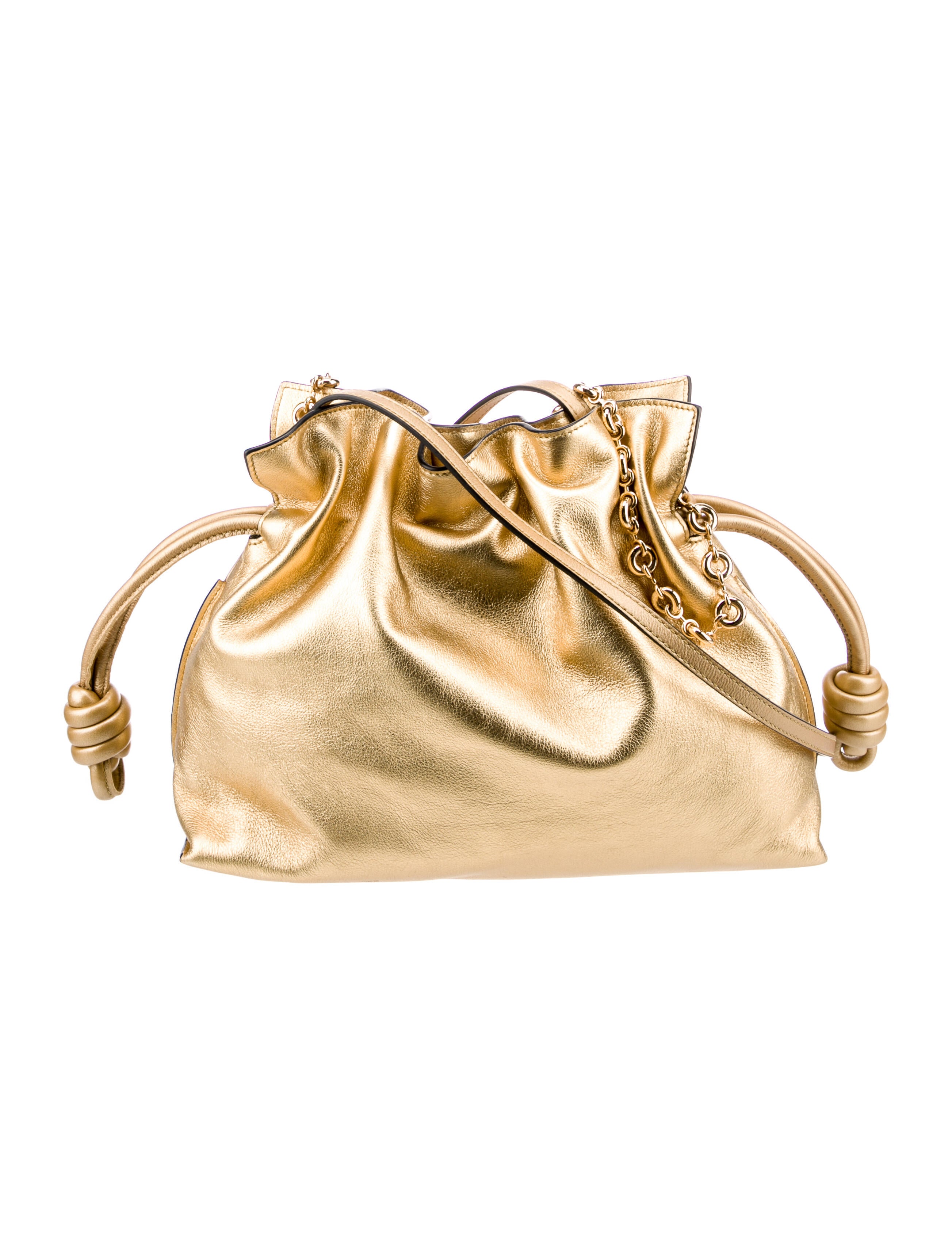 Loewe Leather Large Flamenco Shoulder Bag Gold Shoulder Bags