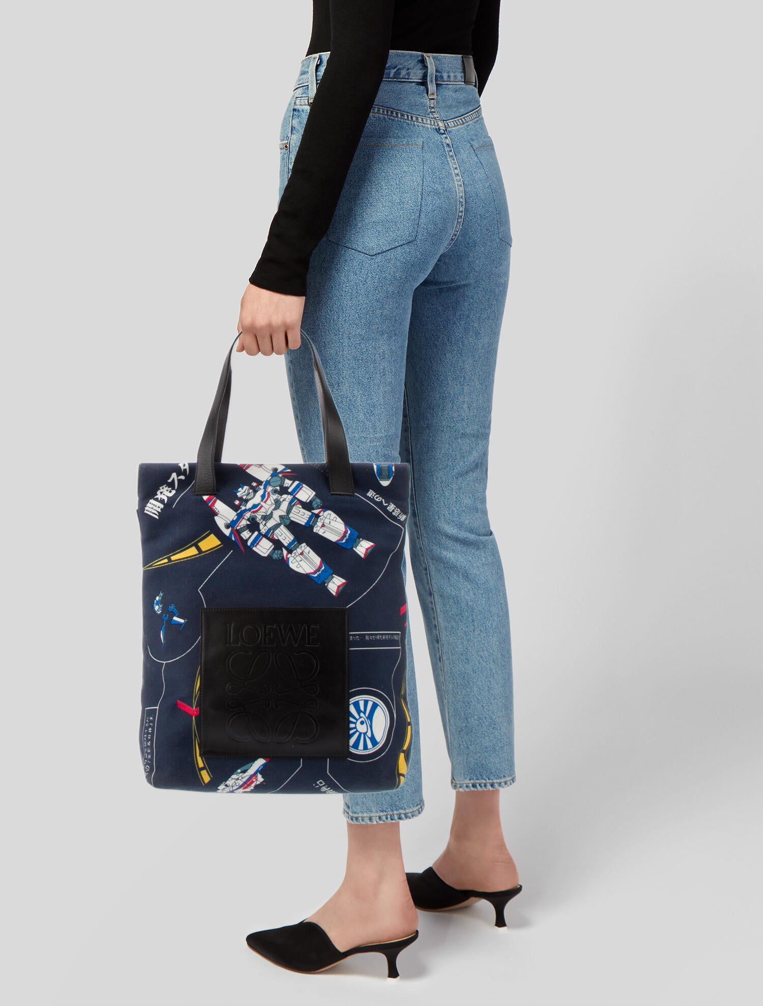 Loewe Canvas Gundam Robot Printed Vertical Tote - Blue Totes