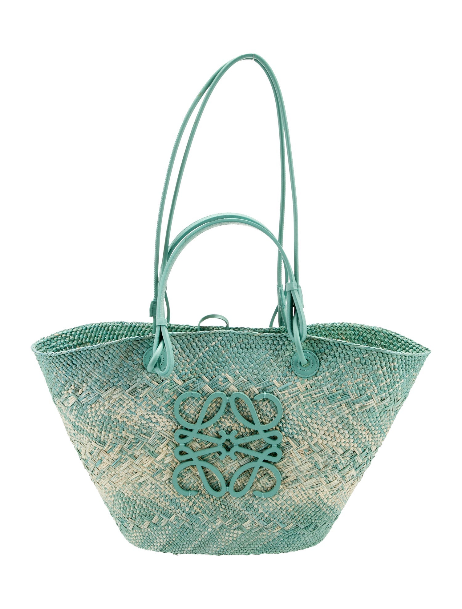 LOEWE セール★Anagram Basket Lサイズ Large Anagram basket in iraca palm and calfskin Multicolor