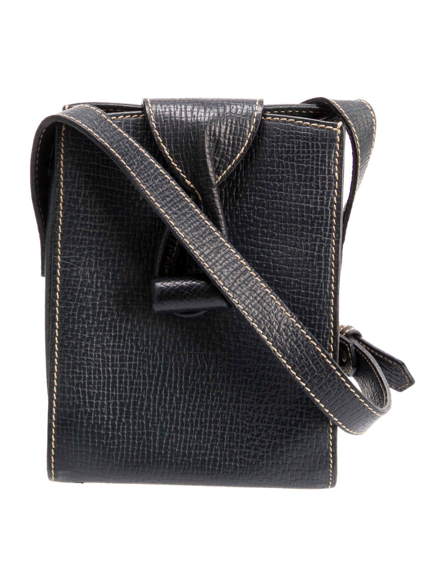 Loewe Vintage Leather Crossbody Bag Blue Crossbody Bags, Handbags